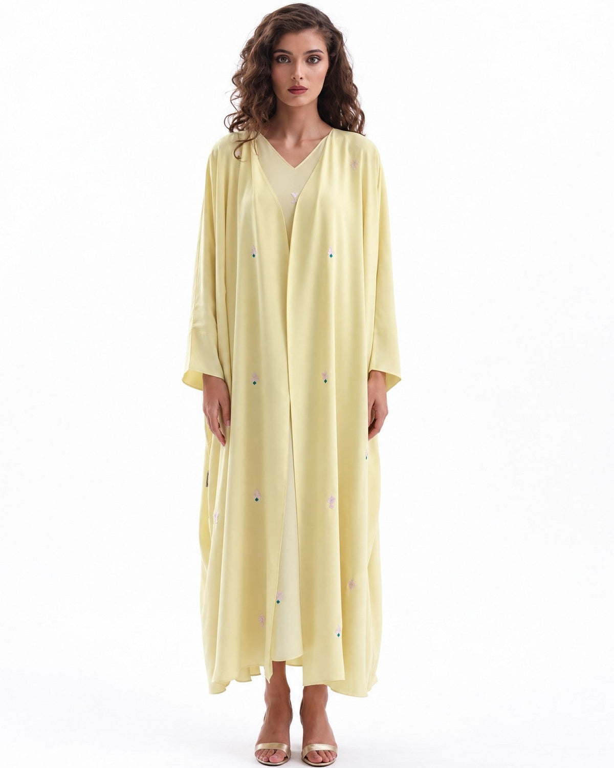 F26 A EC14 - Yellow Georgette Abaya Set - MAISOON - MIRA Y MANO