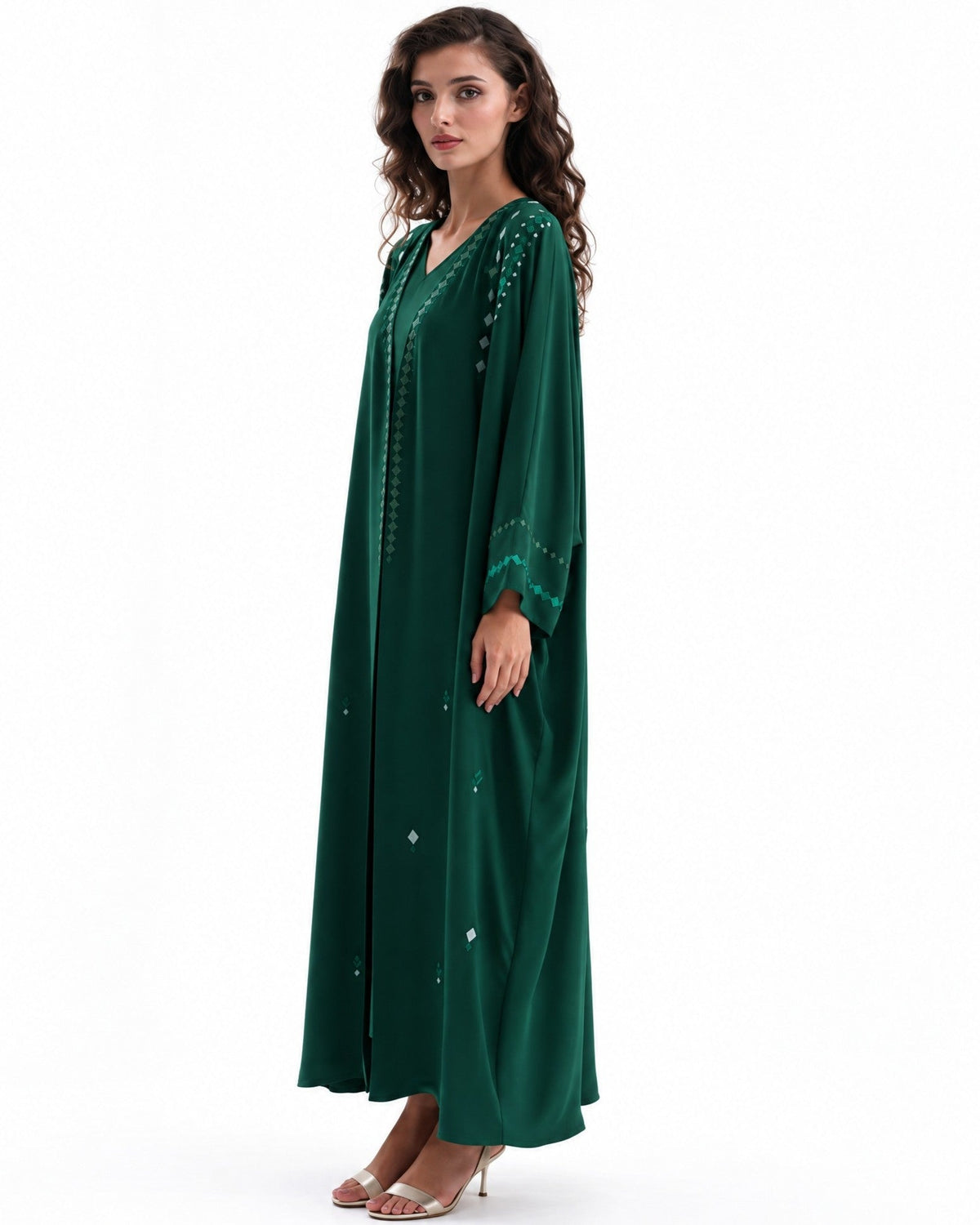 F26 A EC19 - Green Georgette Abaya Set - MAISOON - MIRA Y MANO