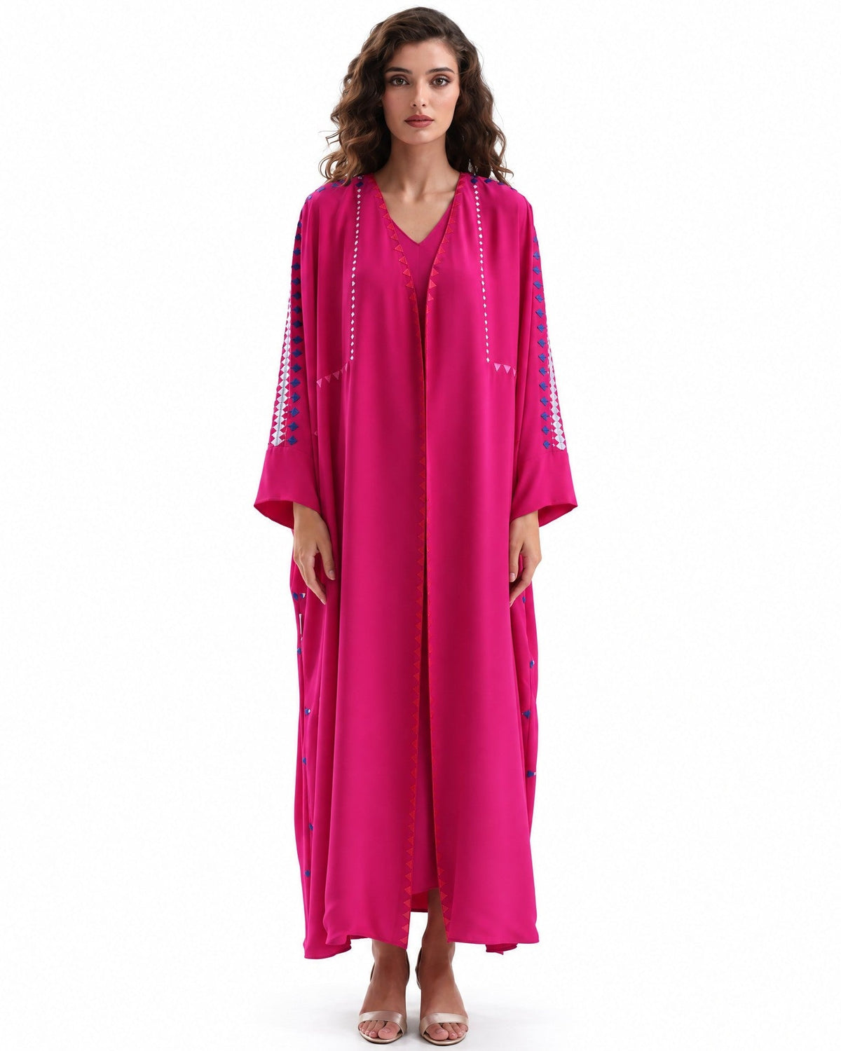 F26 A EC20 - Medium Violet Red Georgette Abaya Set - MAISOON - MIRA Y MANO