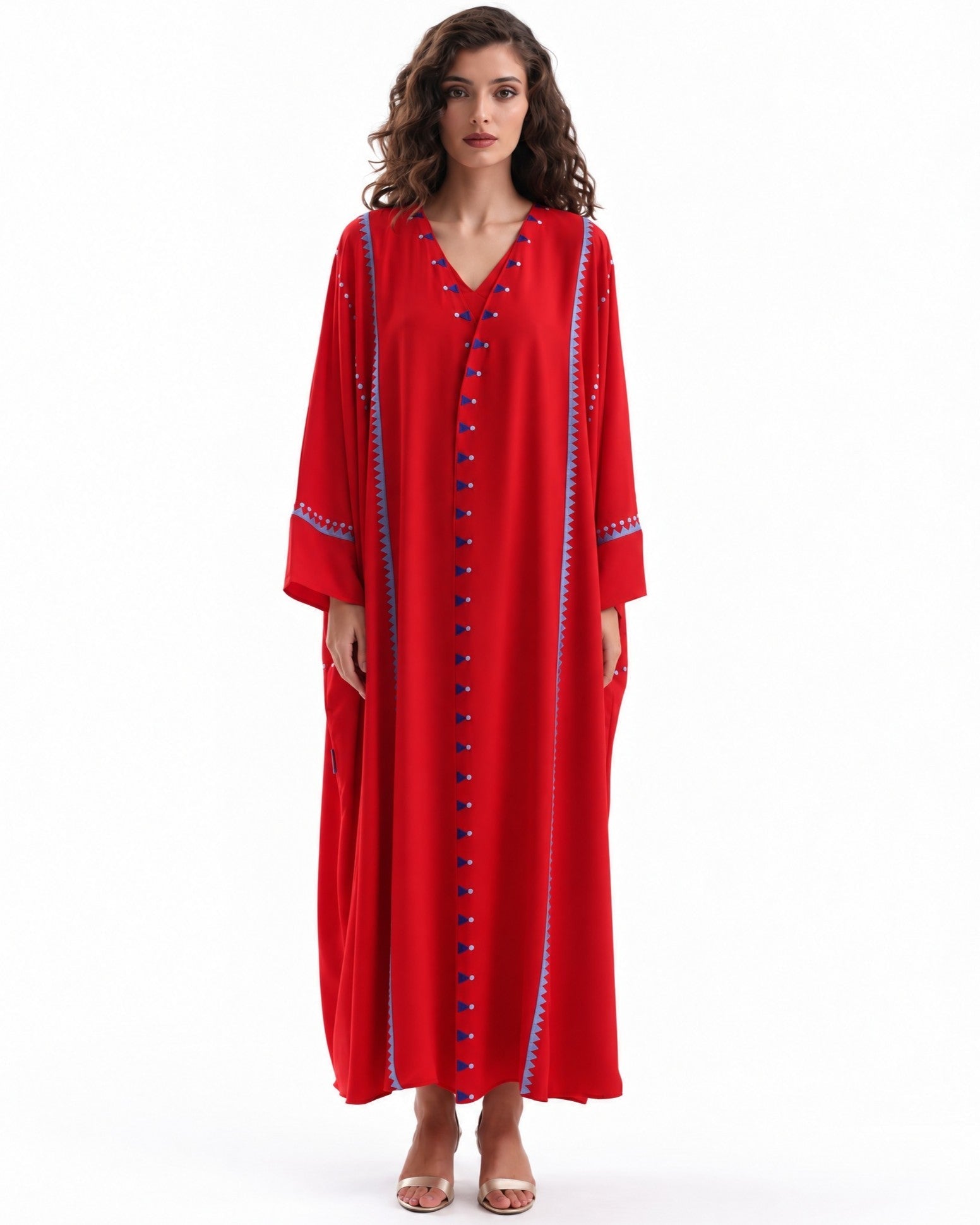 F26 A EC21 - Orange Red Georgette Abaya Set - MAISOON - MIRA Y MANO