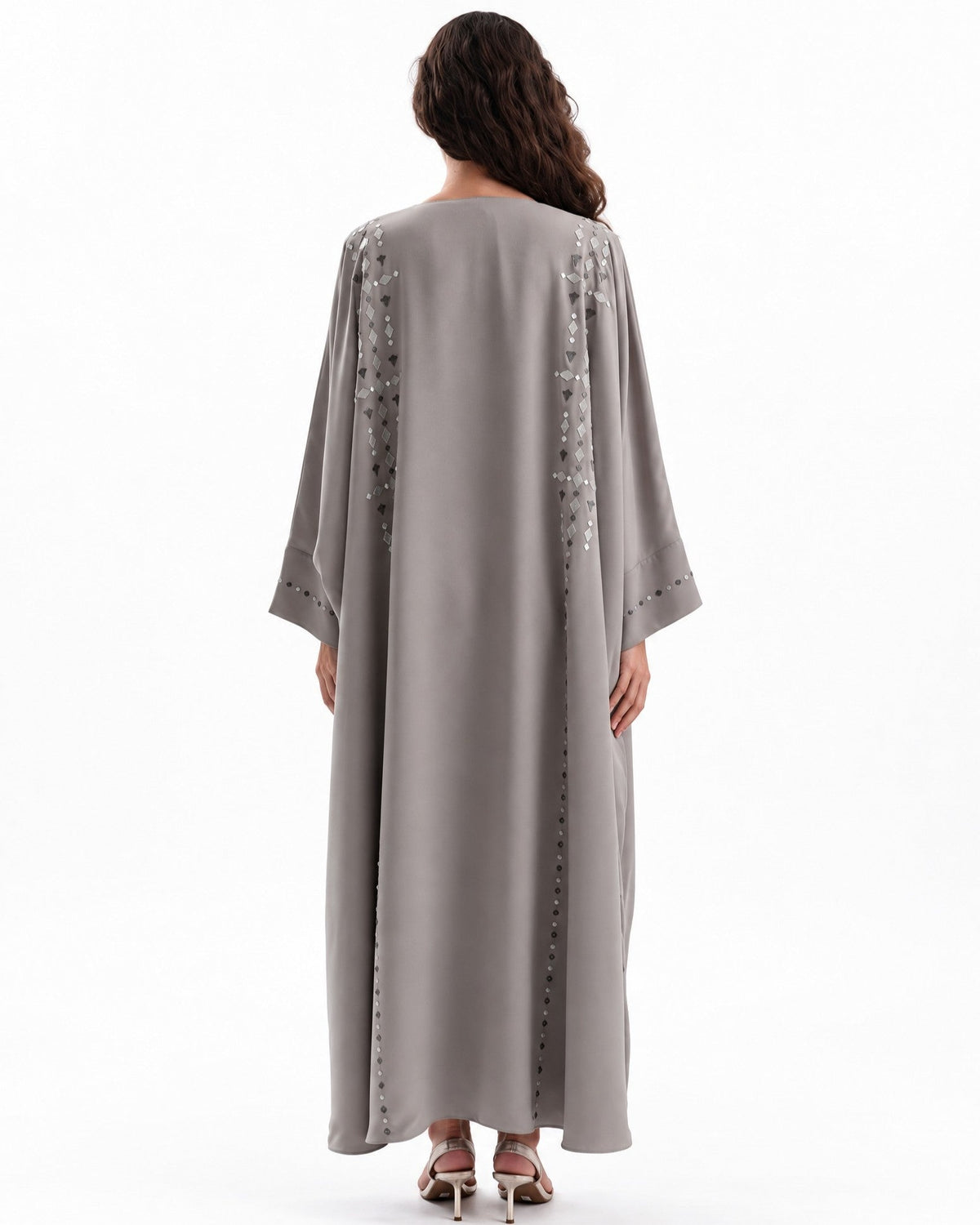 F26 A EC31 - Dark Khaki Georgette Abaya Set - MAISOON - MIRA Y MANO