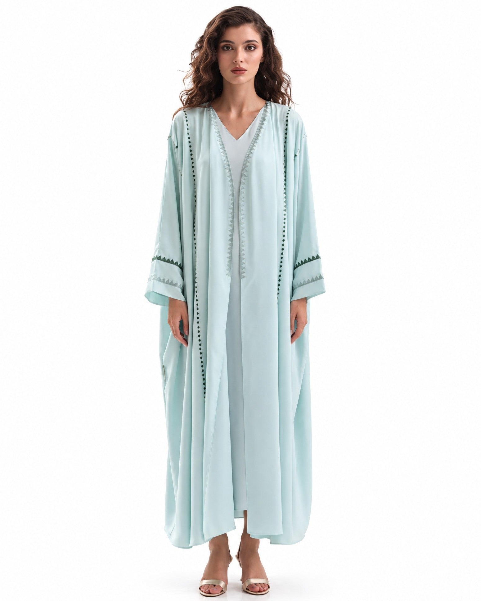 F26 A EC37 - Pale Turquoise Georgette Abaya Set - MAISOON - MIRA Y MANO