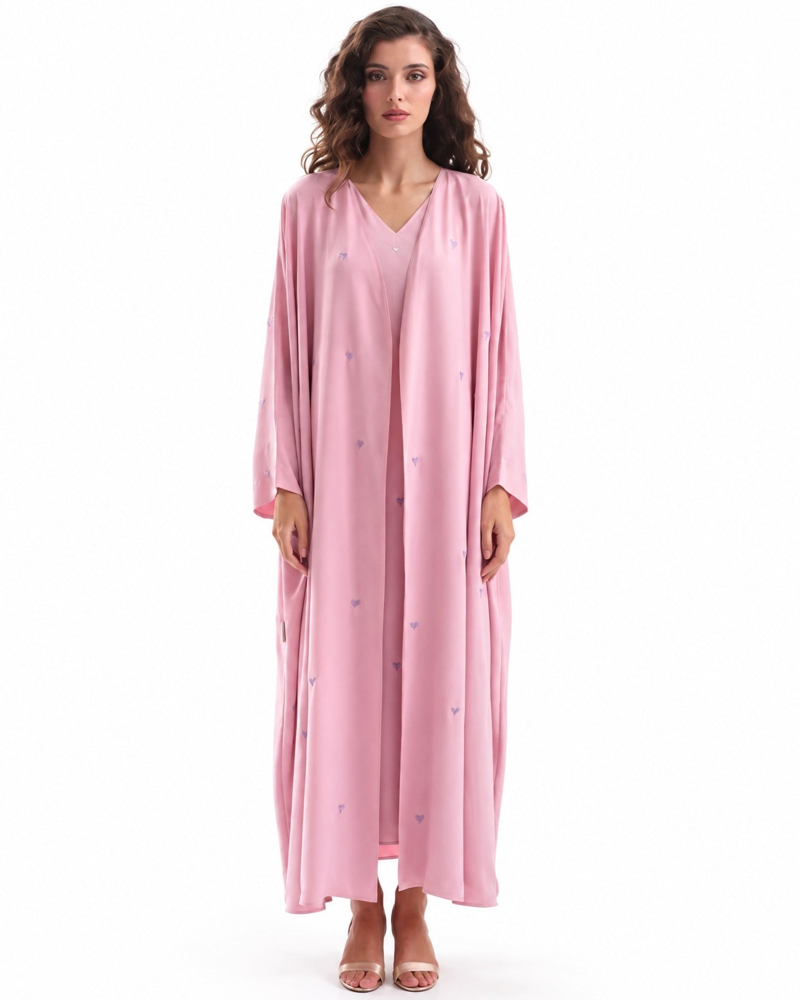 F26 A EC9 - Light Pink Georgette Abaya Set - MAISOON - MIRA Y MANO