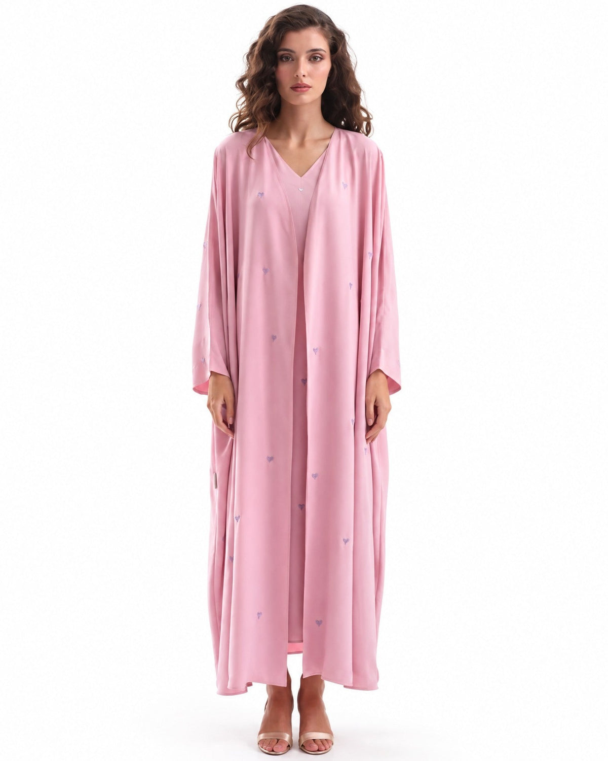 F26 A EC9 - Light Pink Georgette Abaya Set - MAISOON - MIRA Y MANO