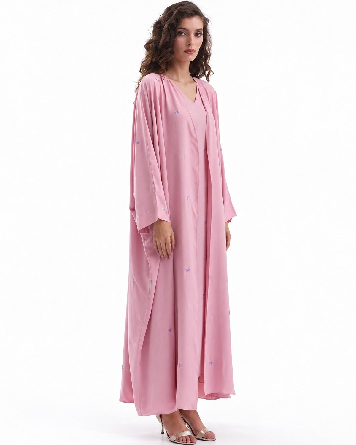 F26 A EC9 - Light Pink Georgette Abaya Set - MAISOON - MIRA Y MANO