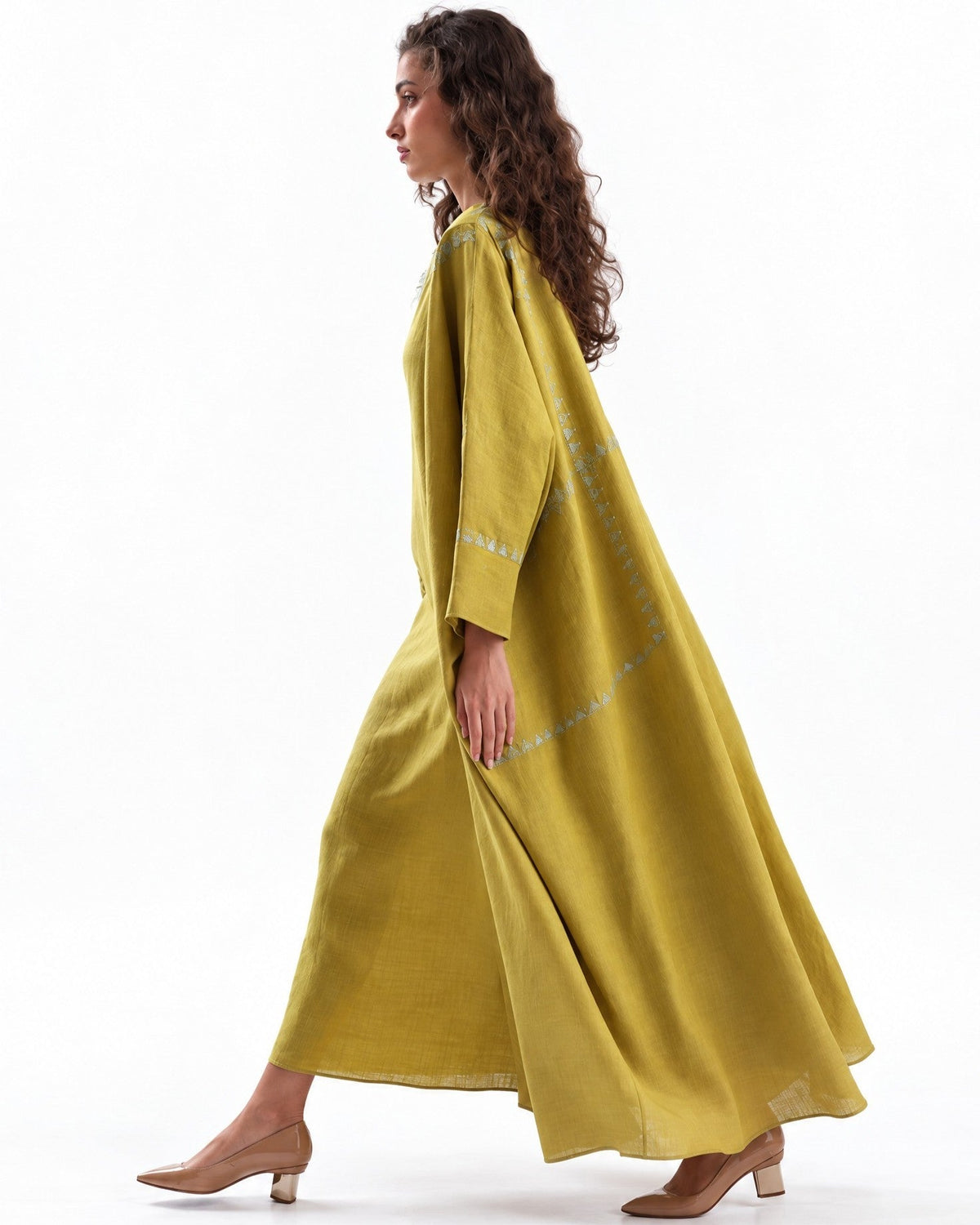 F26 TK11 - Goldenrod Cotton Mix Abaya Set - MAISOON - MIRA Y MANO