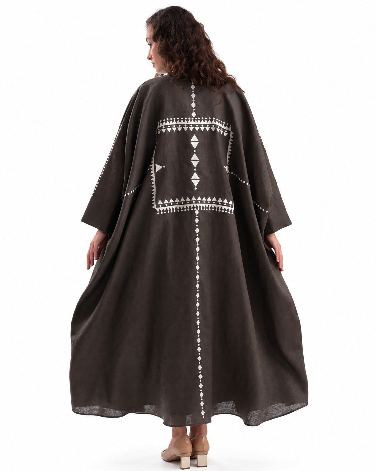 F26 TK34 - Dark Olive Green Cotton Mix Abaya Set - MAISOON - MIRA Y MANO