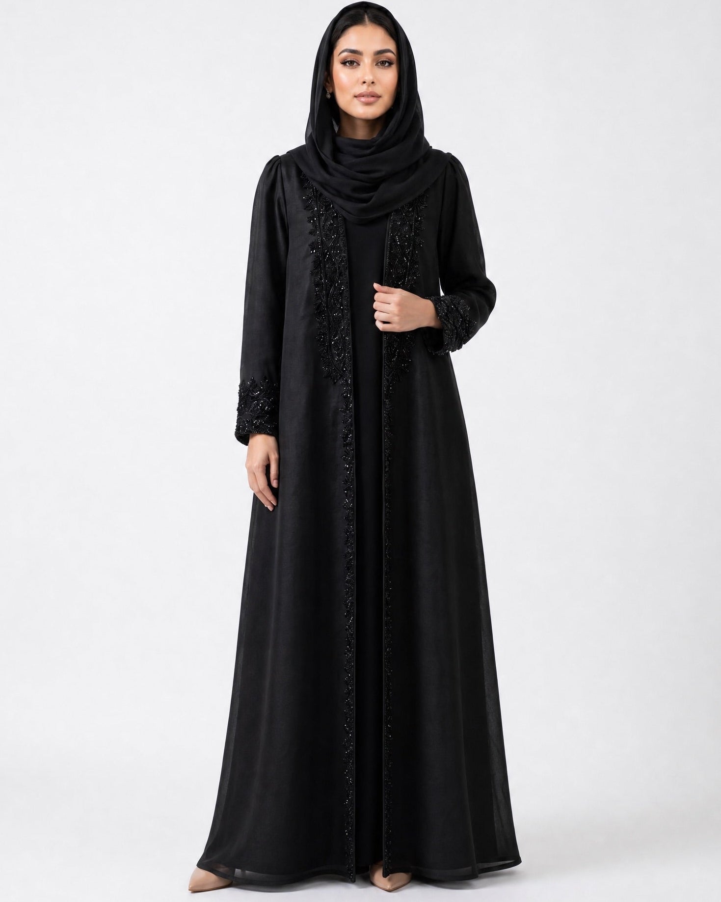 MISK 128 - Black Linen Abaya - MISK - MIRA Y MANO