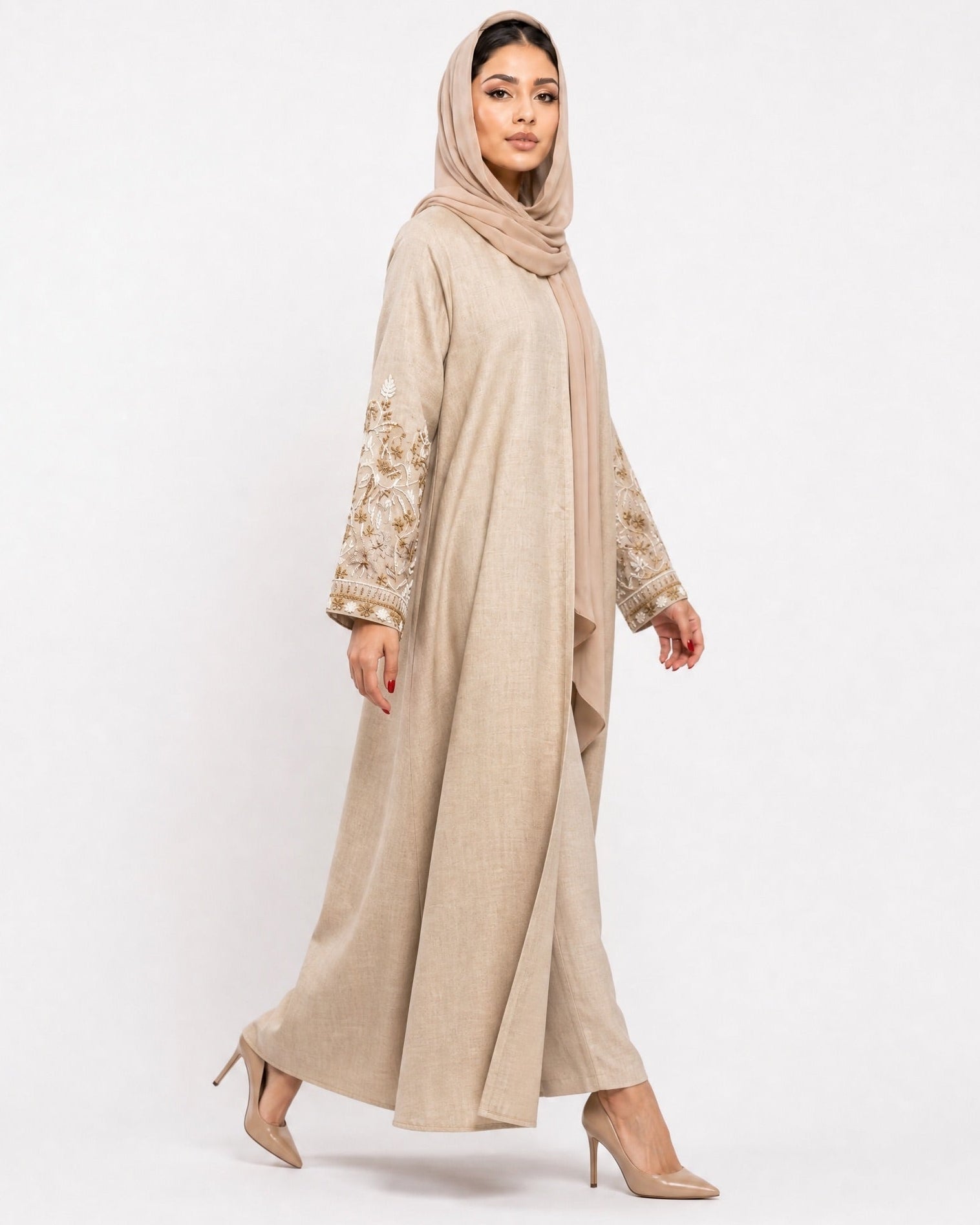 MISK 129 - Beige Linen Abaya - MISK - MIRA Y MANO