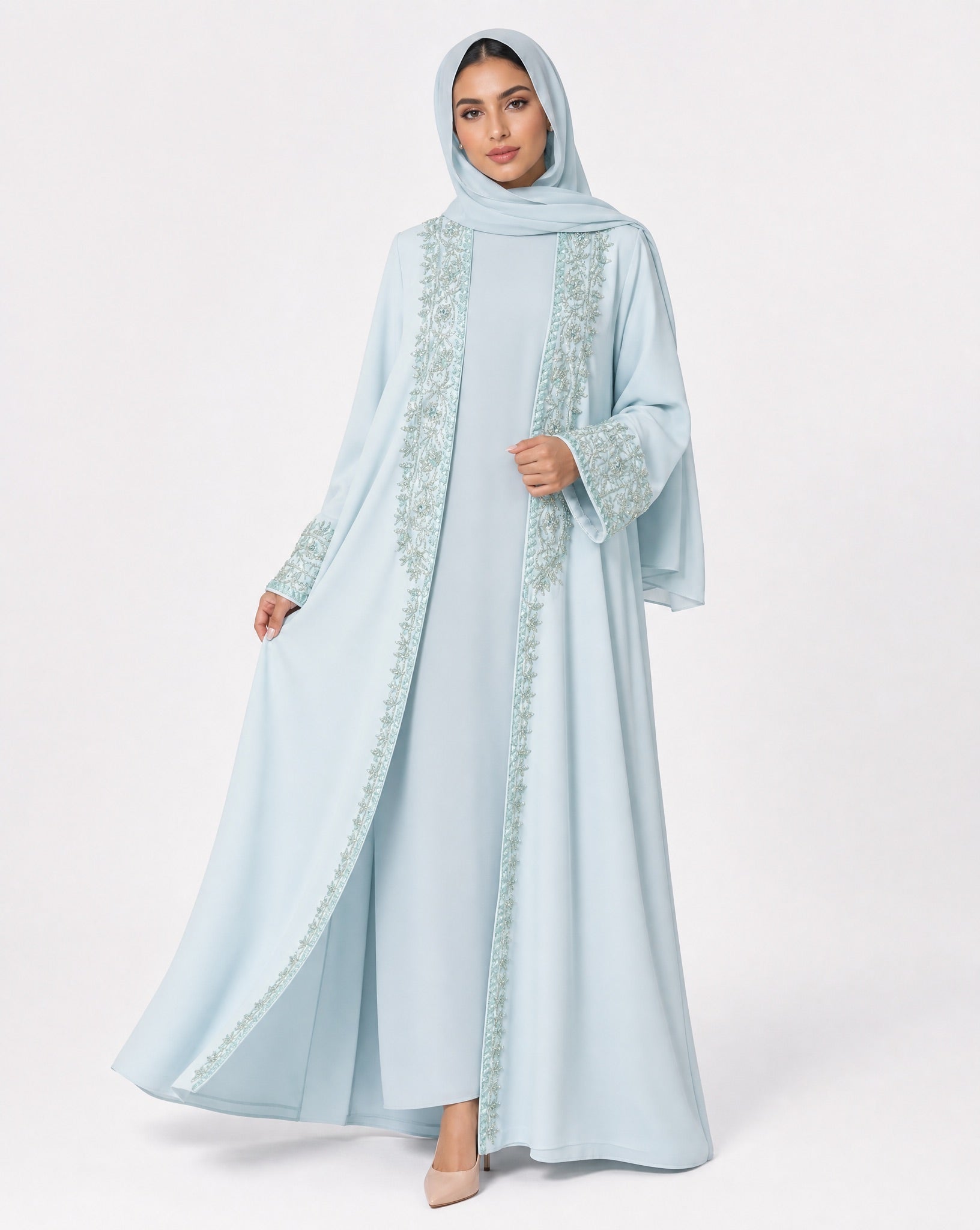 MISK 130 - Light Blue Crepe Abaya - MISK - MIRA Y MANO