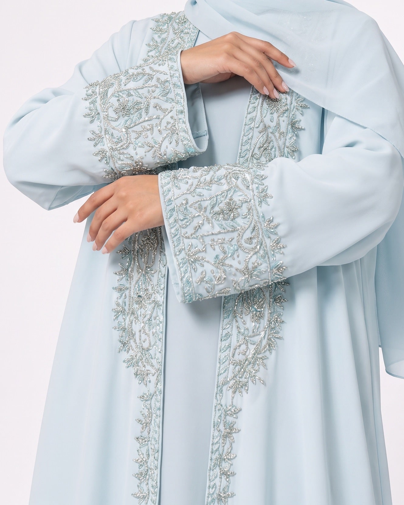 MISK 130 - Light Blue Crepe Abaya - MISK - MIRA Y MANO