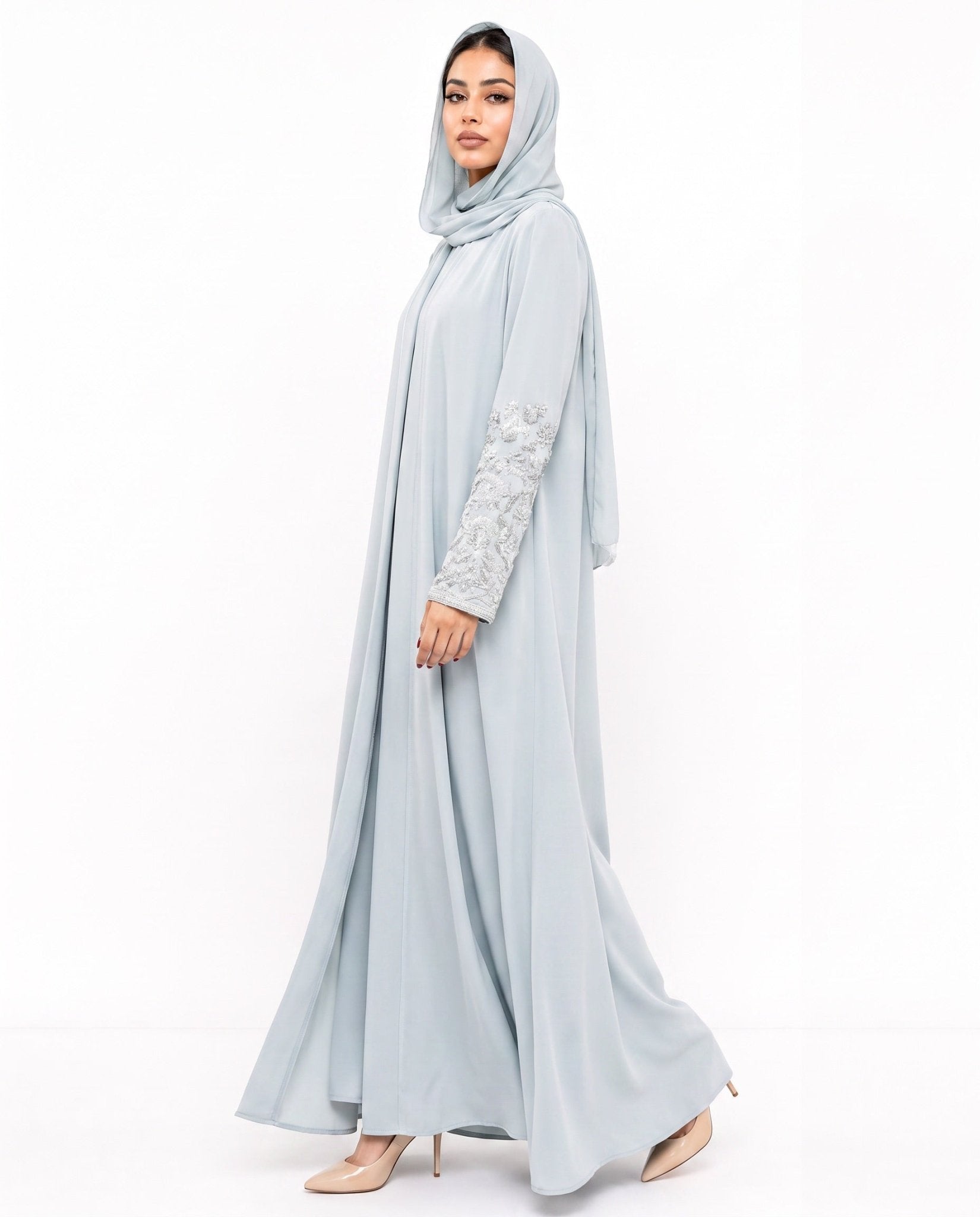 MISK 131 - Light Blue Crepe Abaya - MISK - MIRA Y MANO
