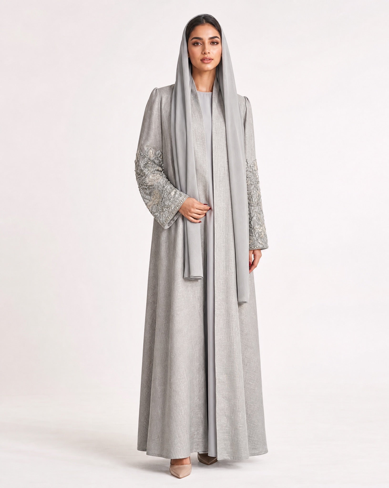 MISK111 – Grey Linen Abaya - MISK - MIRA Y MANO