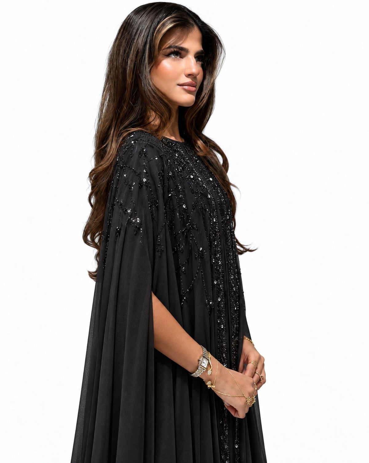 MISK135 - Black Twill Abaya Set - MISK - MIRA Y MANO