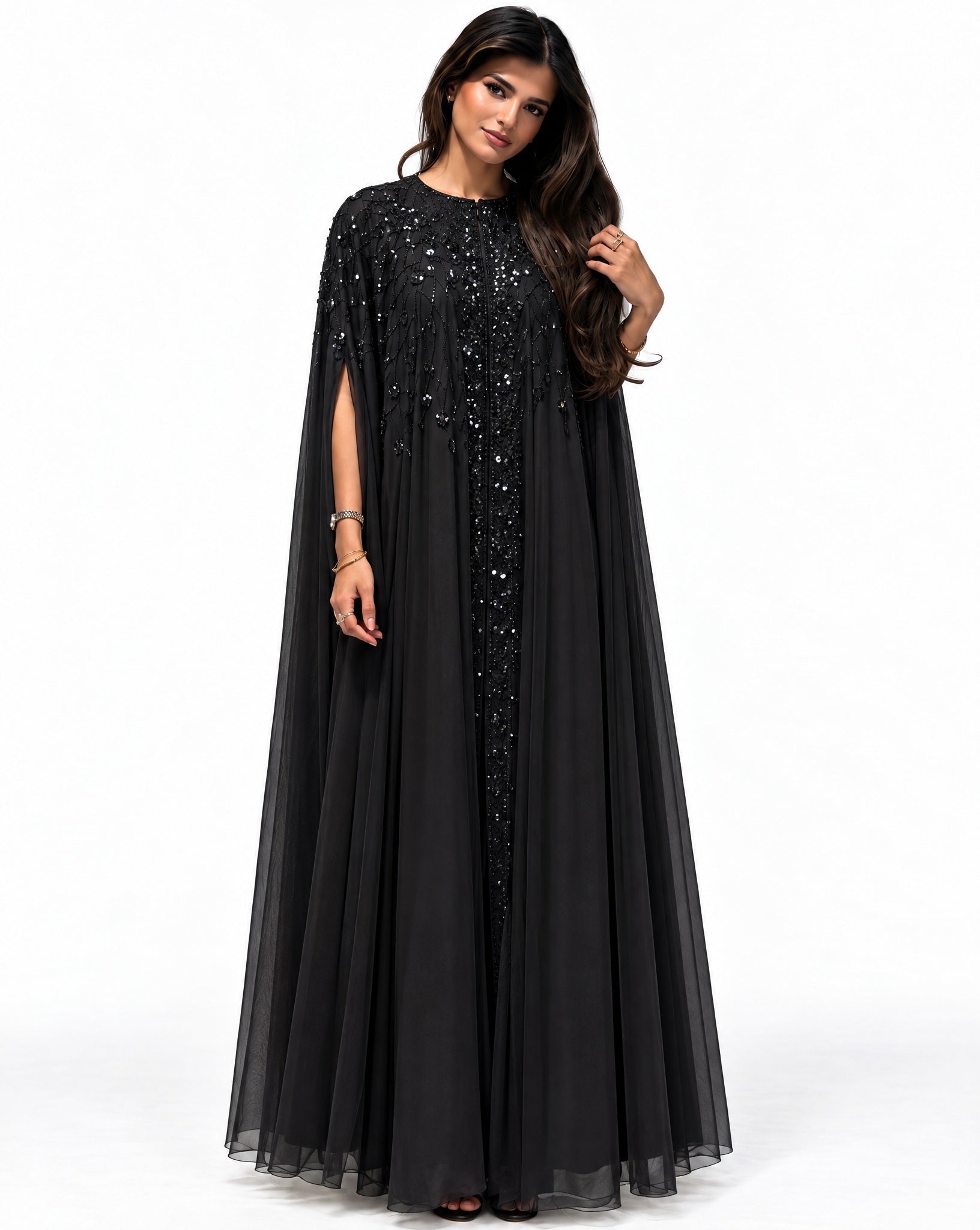 MISK135 - Black Twill Abaya Set - MISK - MIRA Y MANO