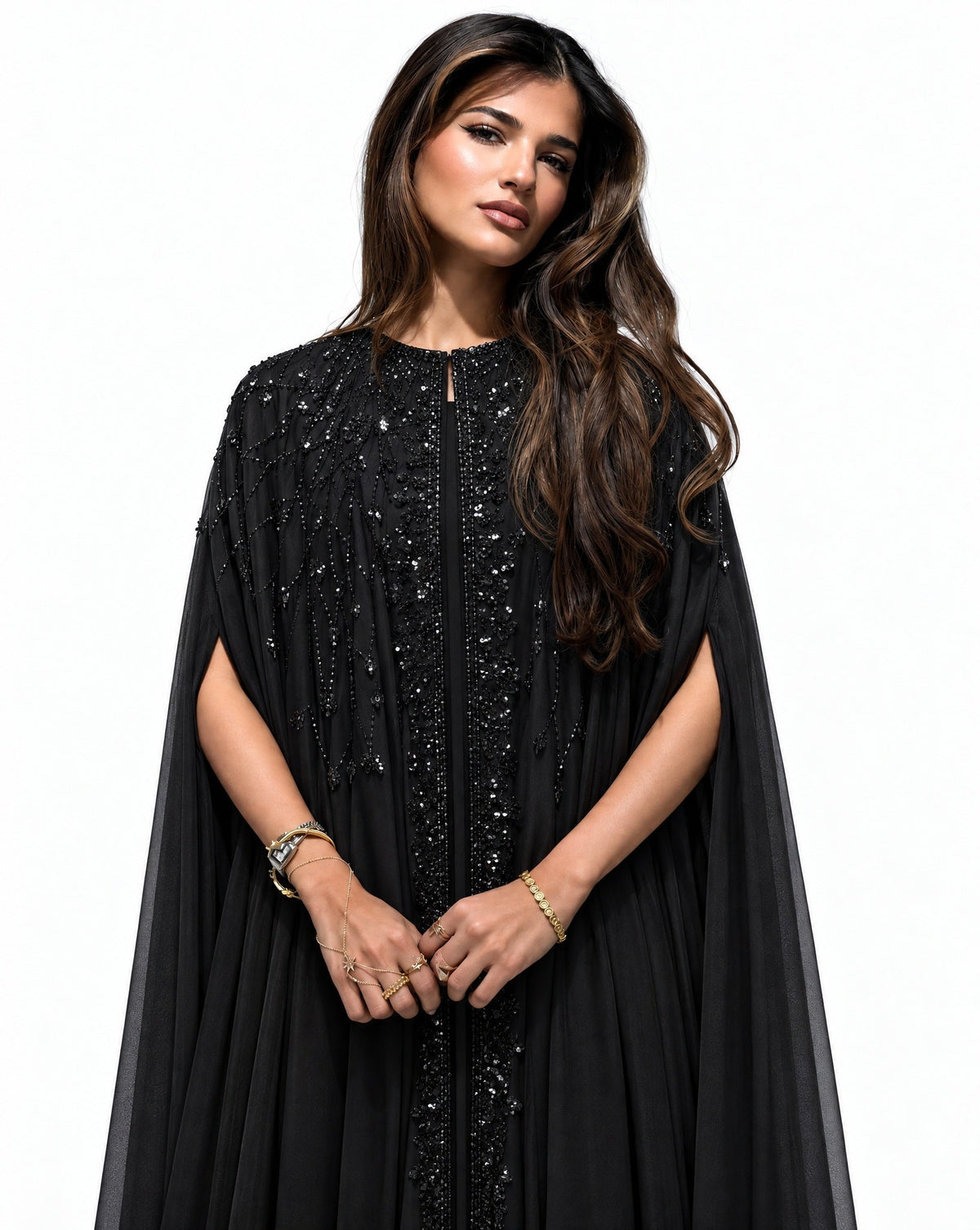 MISK135 - Black Twill Abaya Set - MISK - MIRA Y MANO