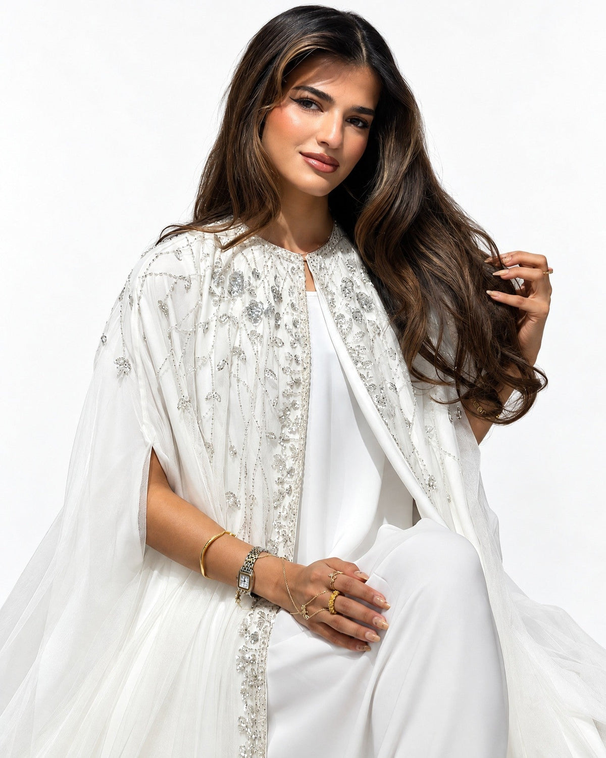 MISK136 - White Twill Abaya Set - MISK - MIRA Y MANO