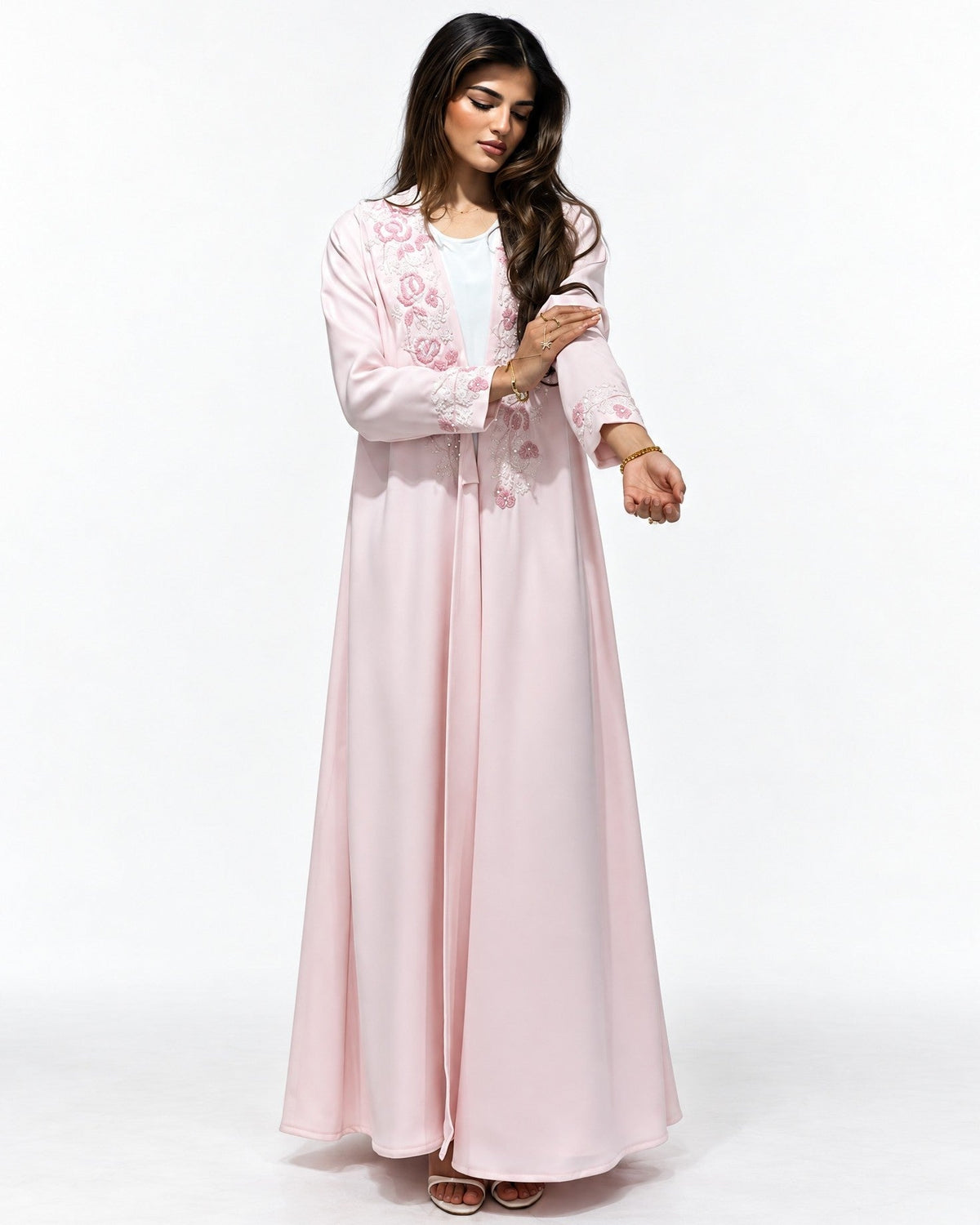 MISK144 - Light Pink Crepe Abaya - MISK - MIRA Y MANO