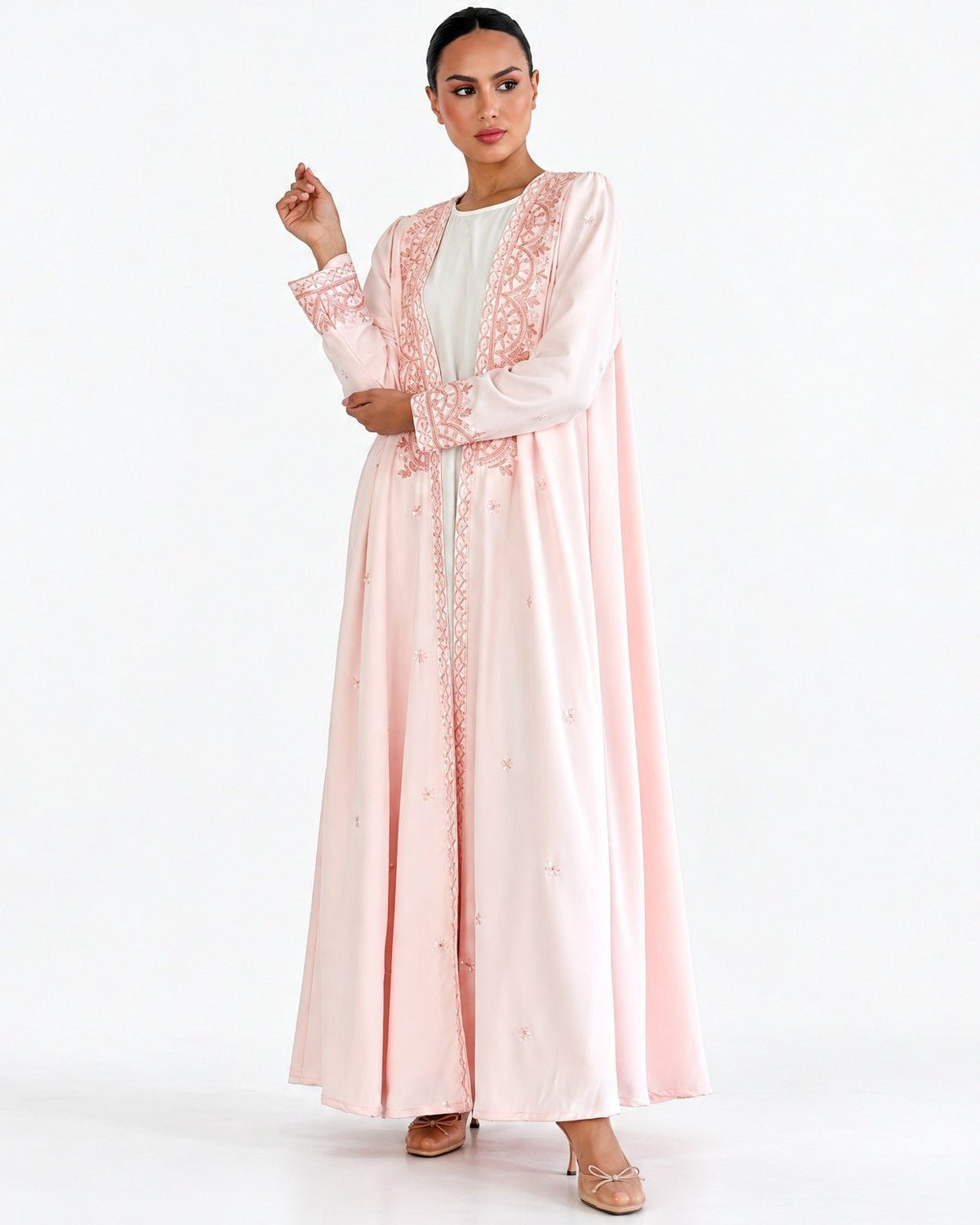 MISK145 - Light Pink Crepe Abaya - MISK - MIRA Y MANO