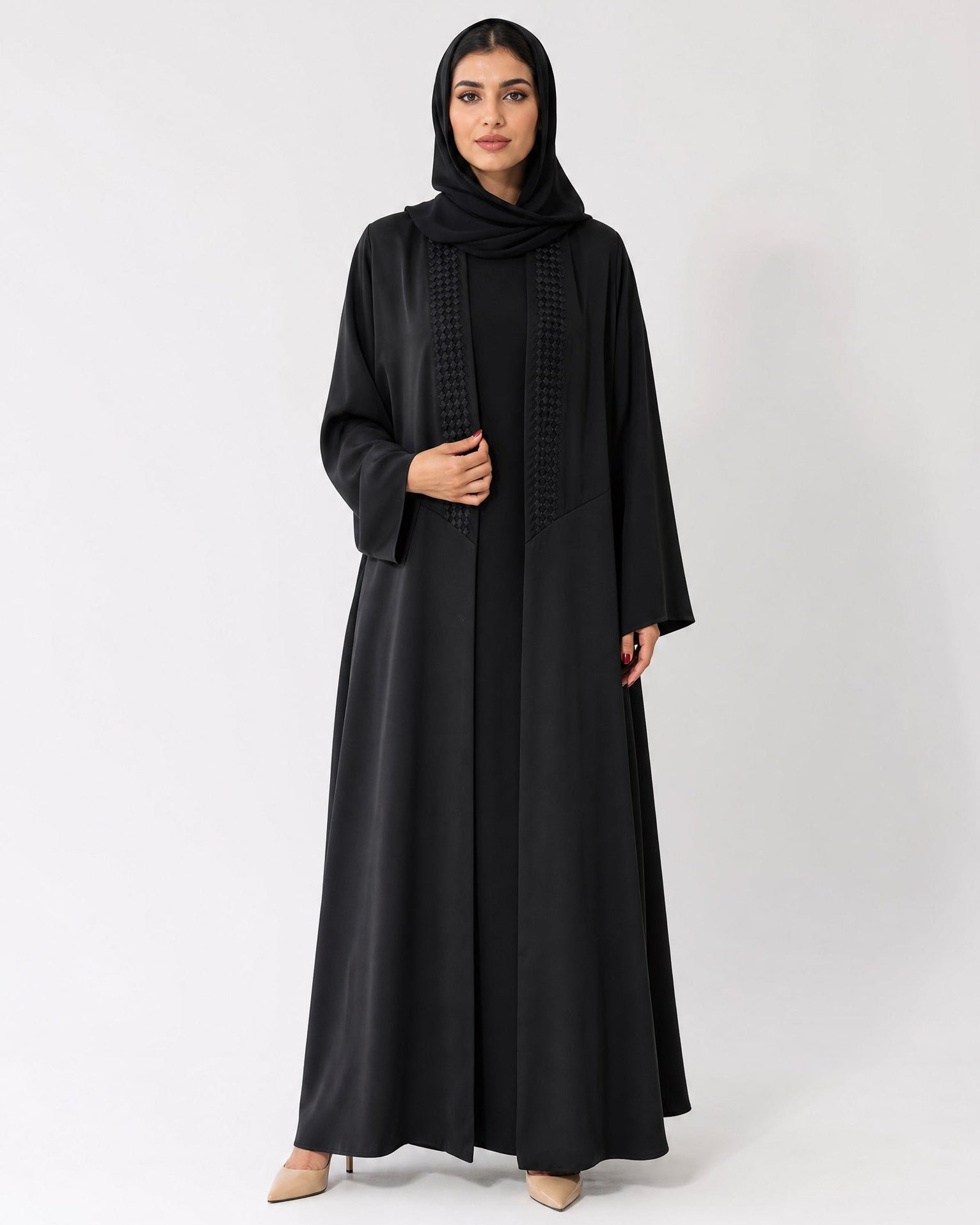ATHEELA-BK - Black Crepe Abaya - MODISH - MIRA Y MANO