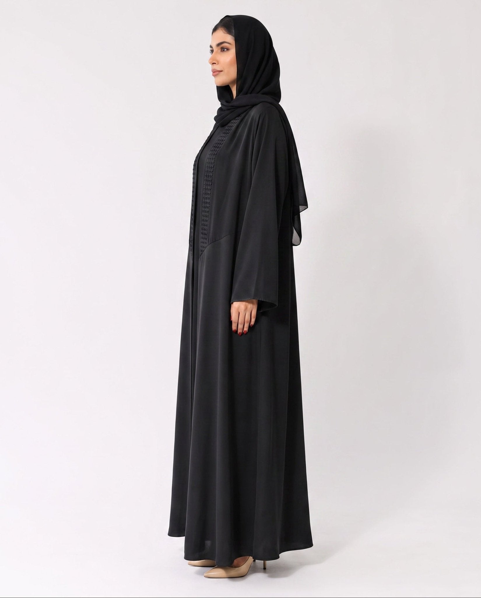 ATHEELA-BK - Black Crepe Abaya - MODISH - MIRA Y MANO