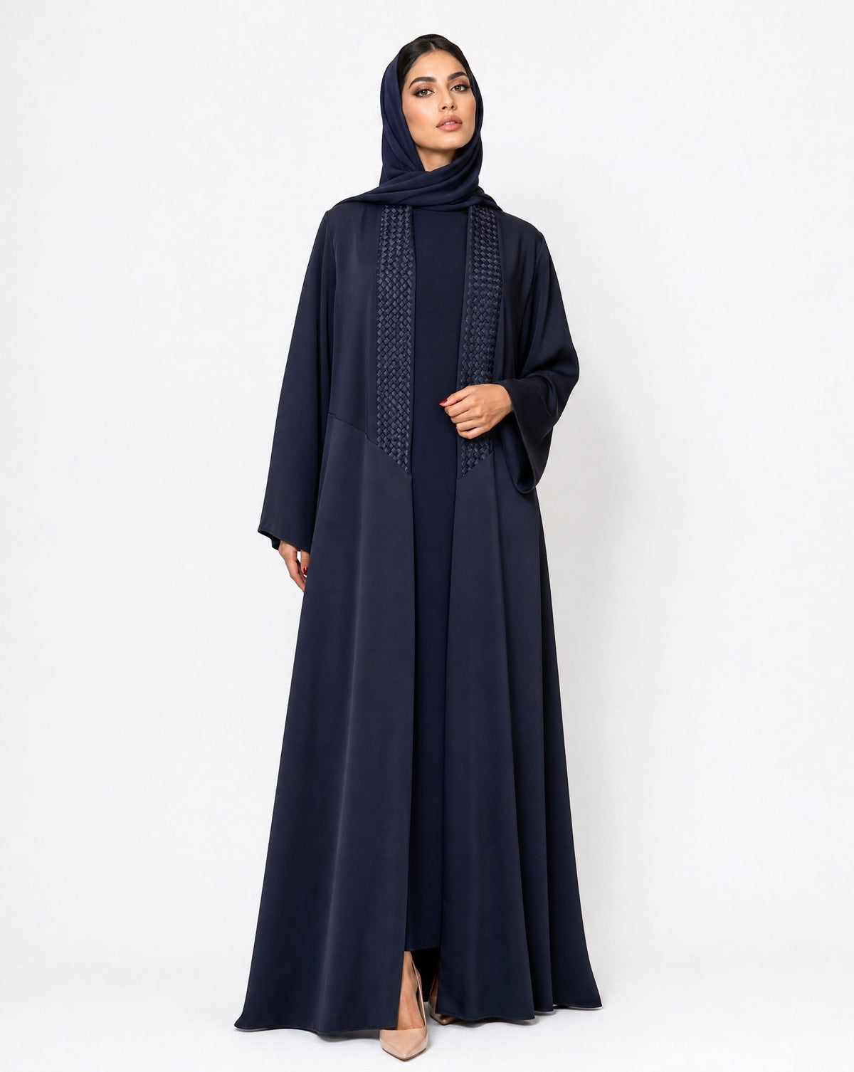 ATHEELA-NY – عباية كريب كحلية – MIRA Y MANO