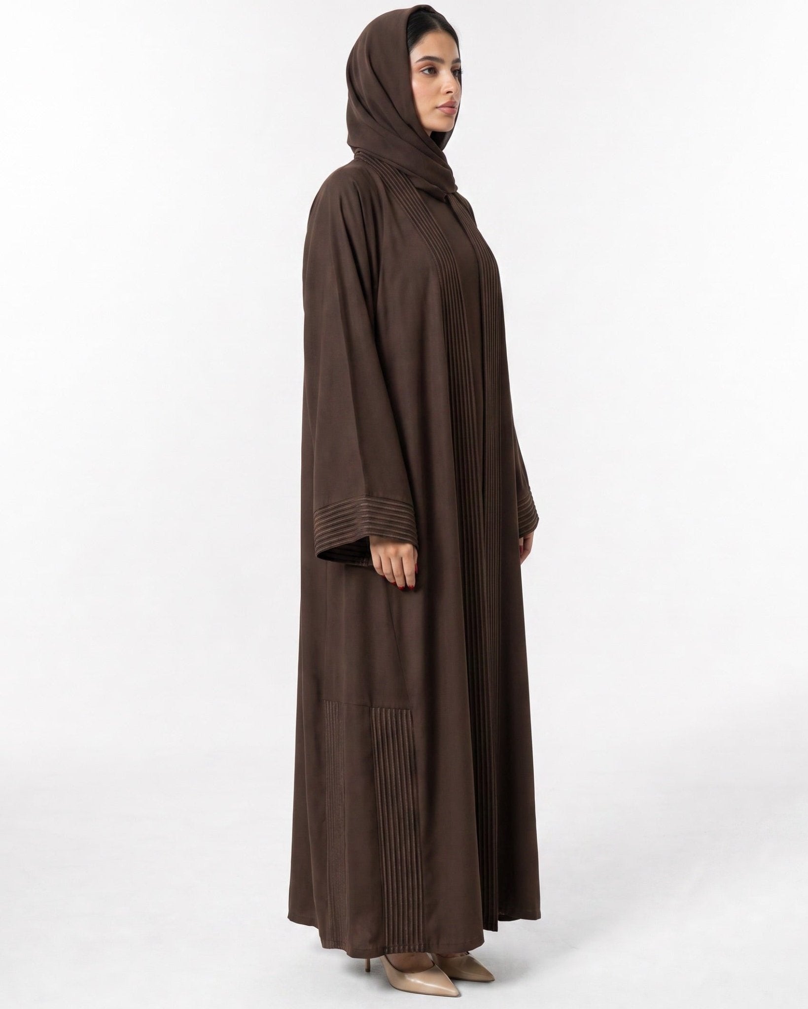 KIMI-BR - Brown Crepe Abaya - MODISH - MIRA Y MANO