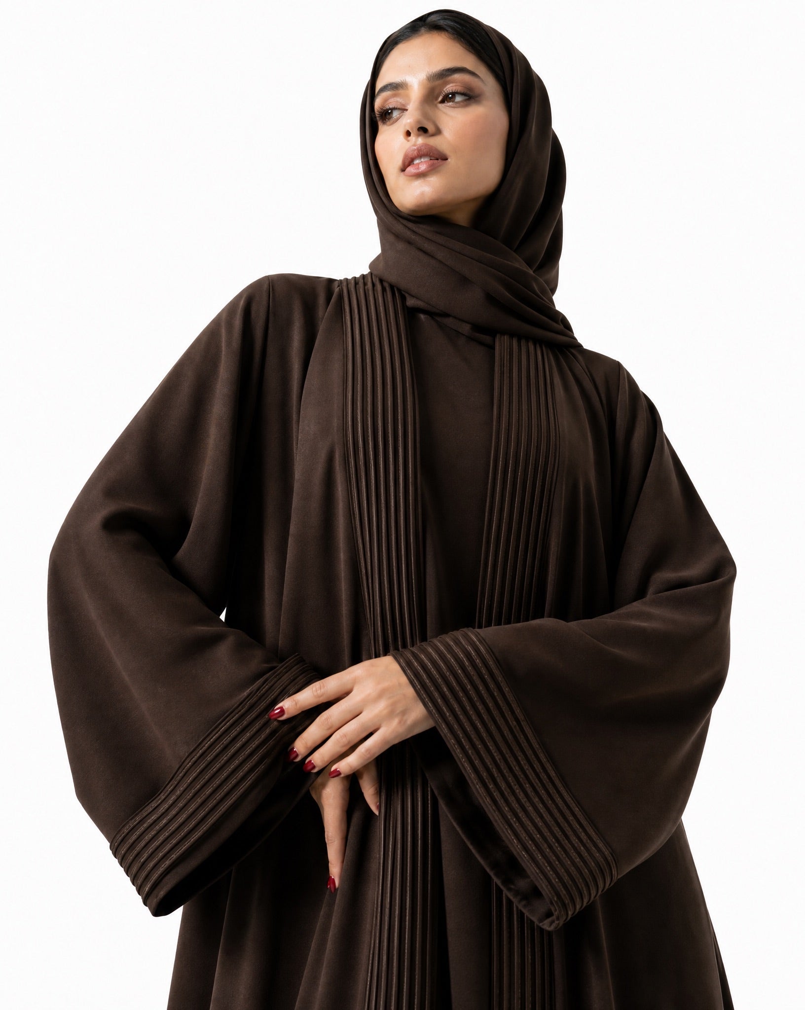 KIMI-BR - Brown Crepe Abaya - MODISH - MIRA Y MANO