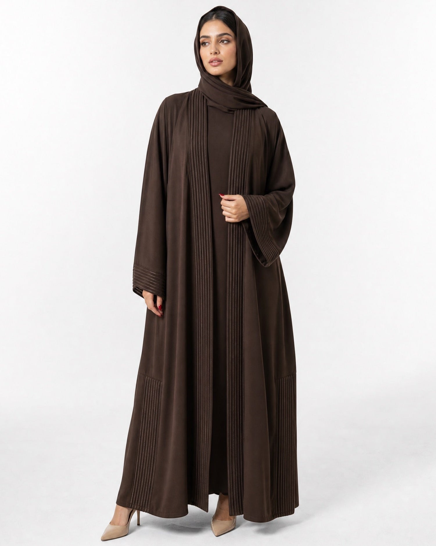KIMI-BR - Brown Crepe Abaya - MODISH - MIRA Y MANO