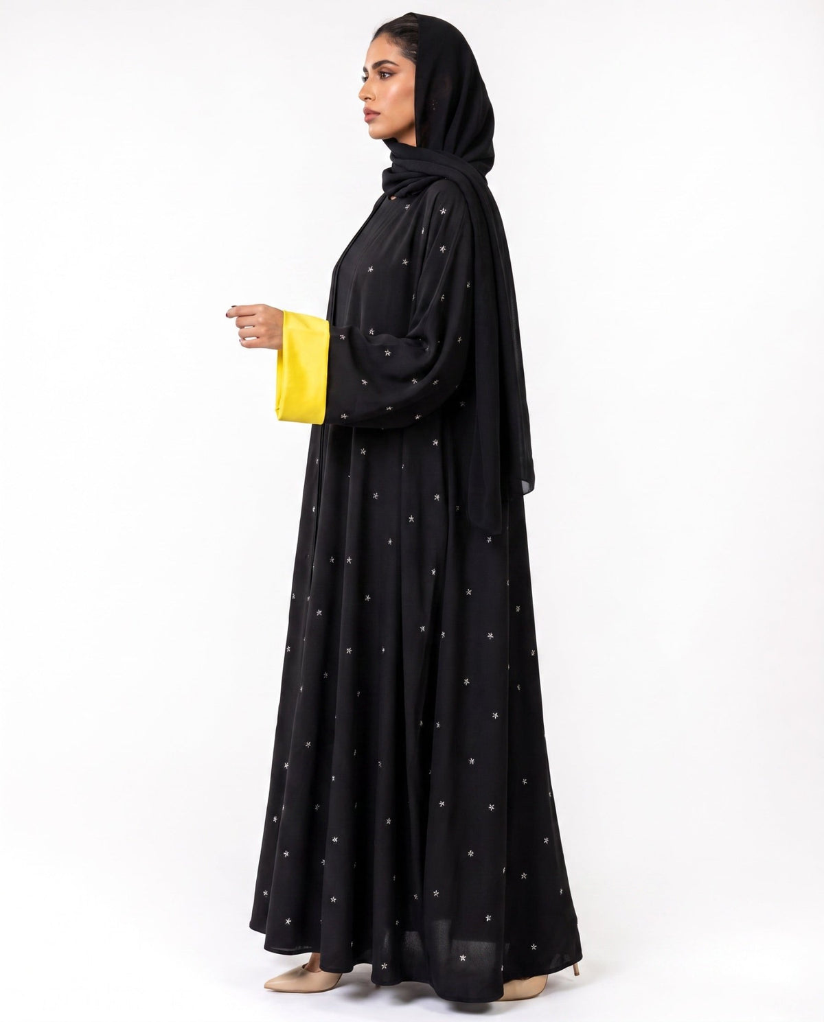 M15-YL - Black Crepe Abaya - MODISH - MIRA Y MANO