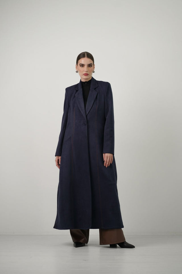 SUADE COAT BLUE ABAYA - MODISH - MIRA Y MANO