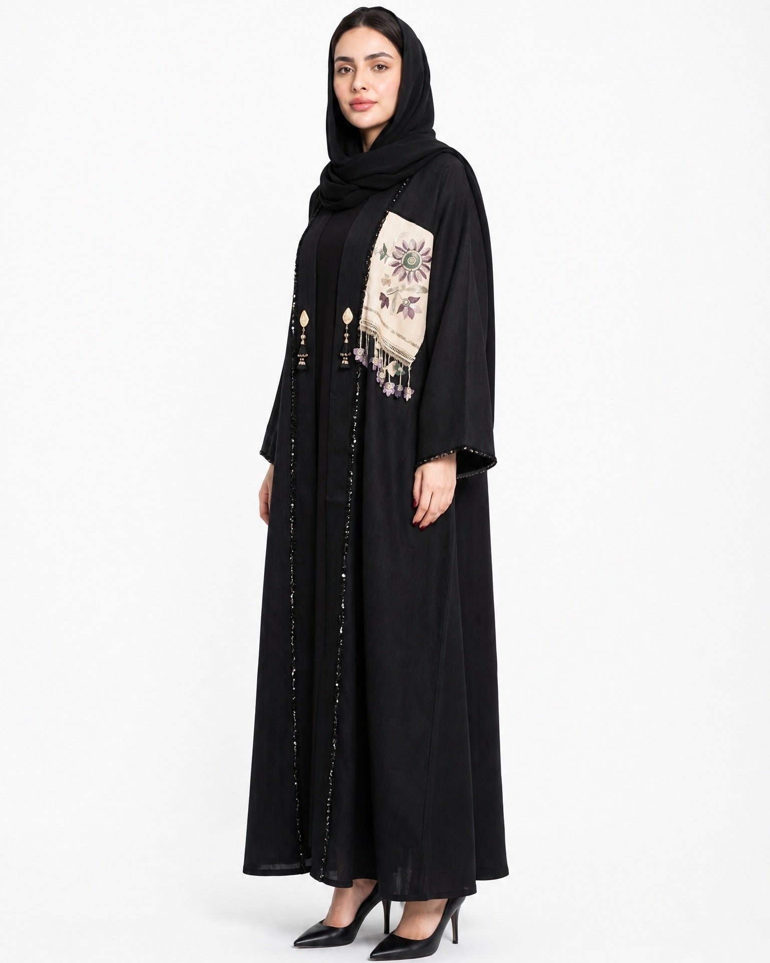 ATQPTKFT – Black Linen Abaya – Product image 2