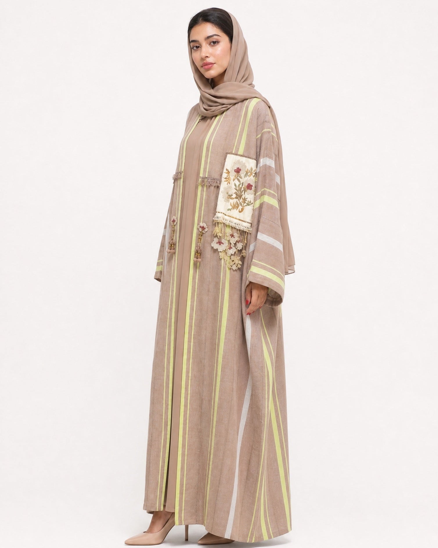 ATQPTKFT – Brown Linen Abaya – Product image 2