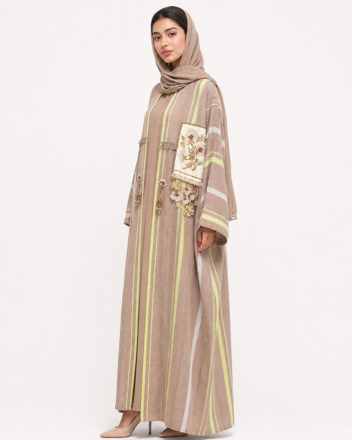 ATQPTKFT – Brown Linen Abaya – Product image 2