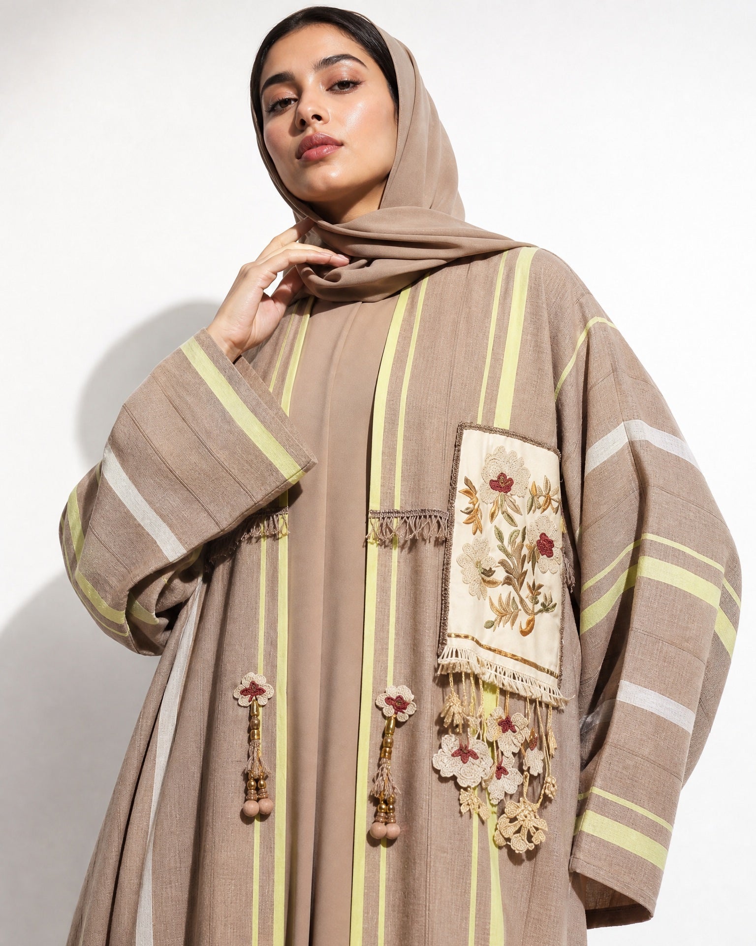 ATQPTKFT – Brown Linen Abaya – Product image 3