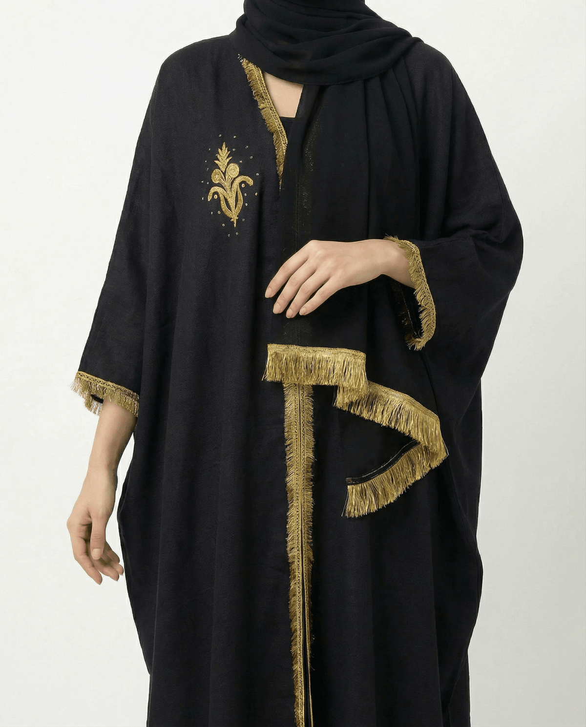 SIRMIDBSPCT-1BK – عباية كتان سوداء – صورة المنتج 4