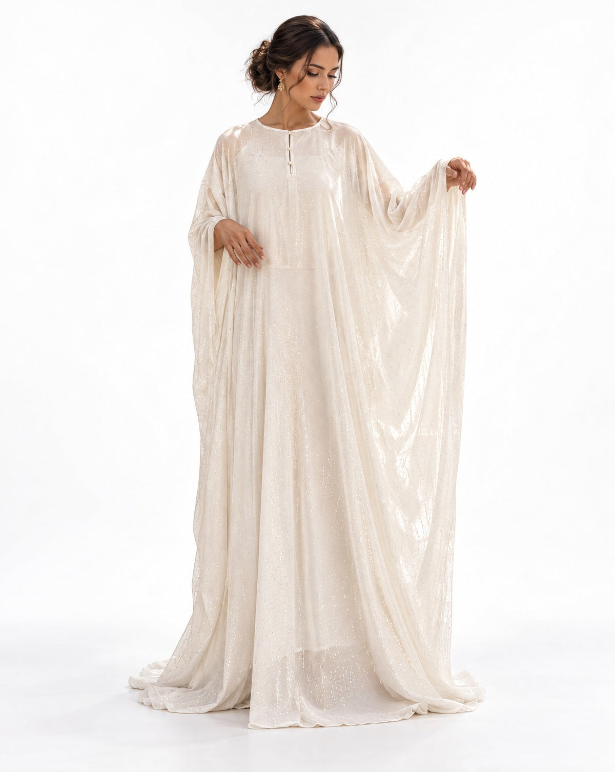 Horra Ivory Georgette Kaftan - MOON LAHLOU - MIRA Y MANO