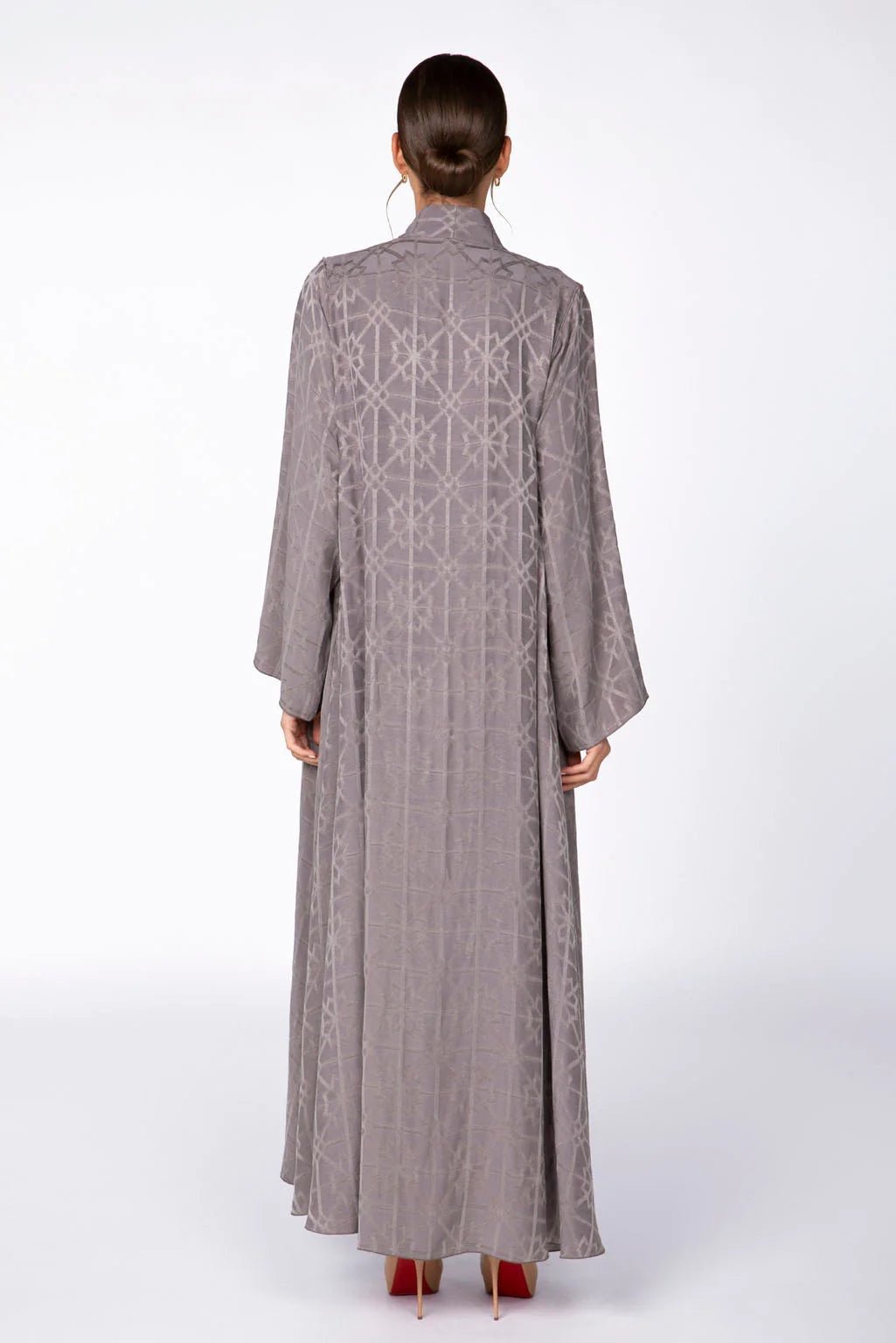 MNPF001 -GY - Gray Cotton Mix Abaya - MOONLIGHT CONCEPT - MIRA Y MANO