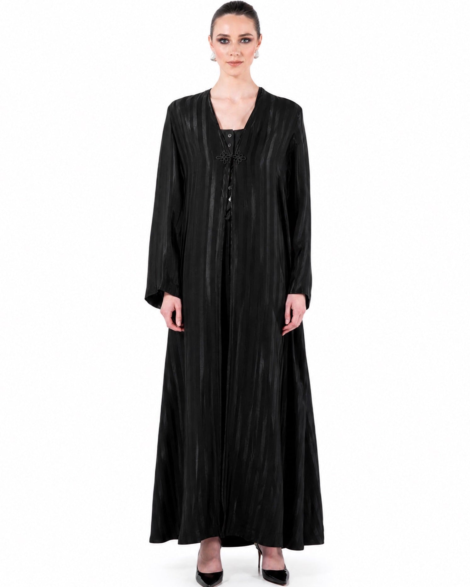 SM2628-BK - Black Cotton Mix Abaya - MOONLIGHT CONCEPT - MIRA Y MANO