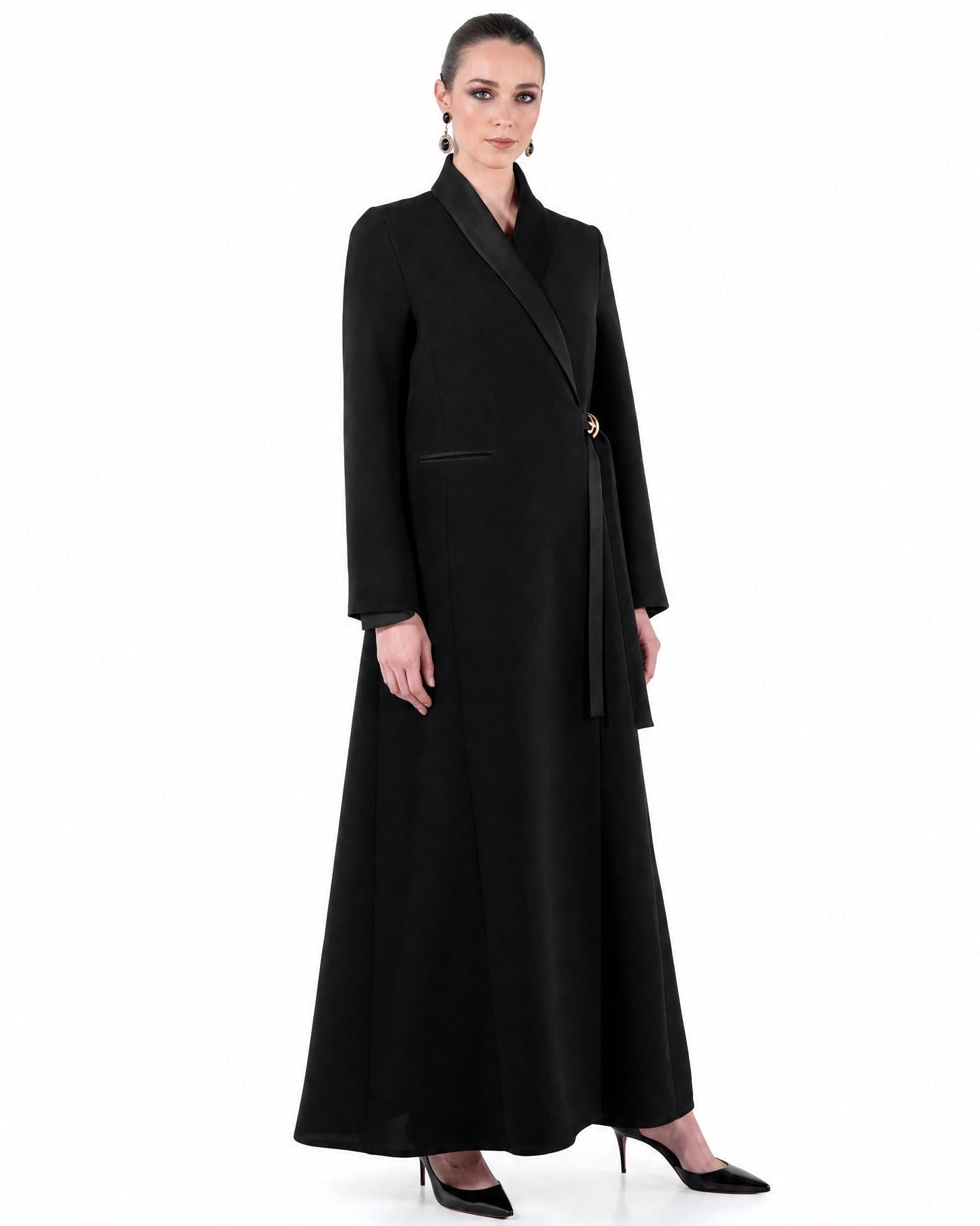 SM2634-BK - Black Crepe Abaya - MOONLIGHT CONCEPT - MIRA Y MANO