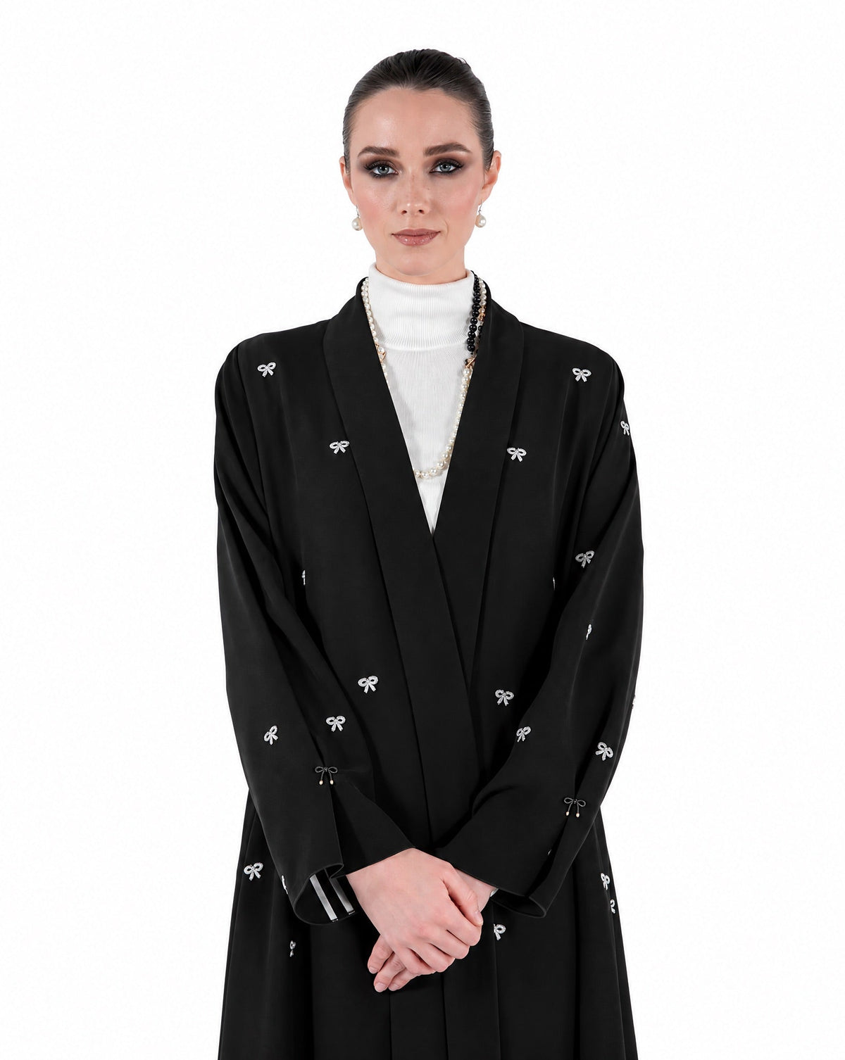 SM2641-Black Crepe Abaya - MOONLIGHT CONCEPT - MIRA Y MANO