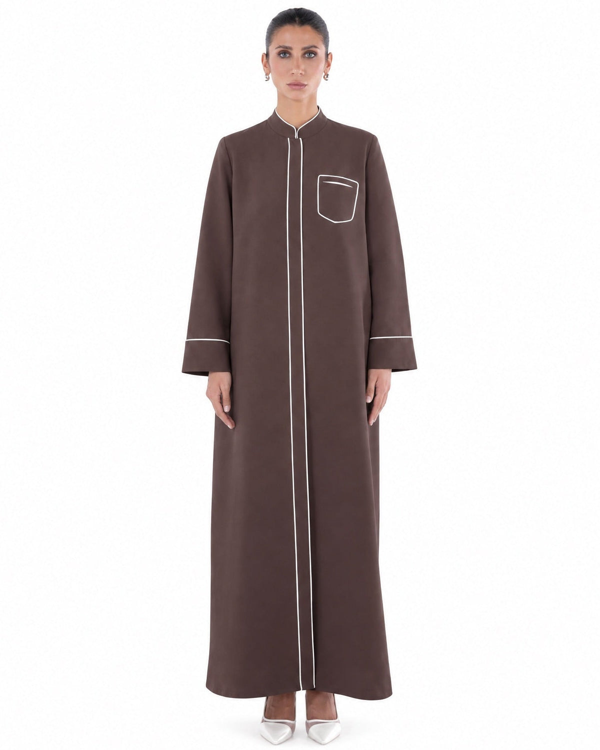 SM2652M-Saddle Brown Crepe Abaya - MOONLIGHT CONCEPT - MIRA Y MANO