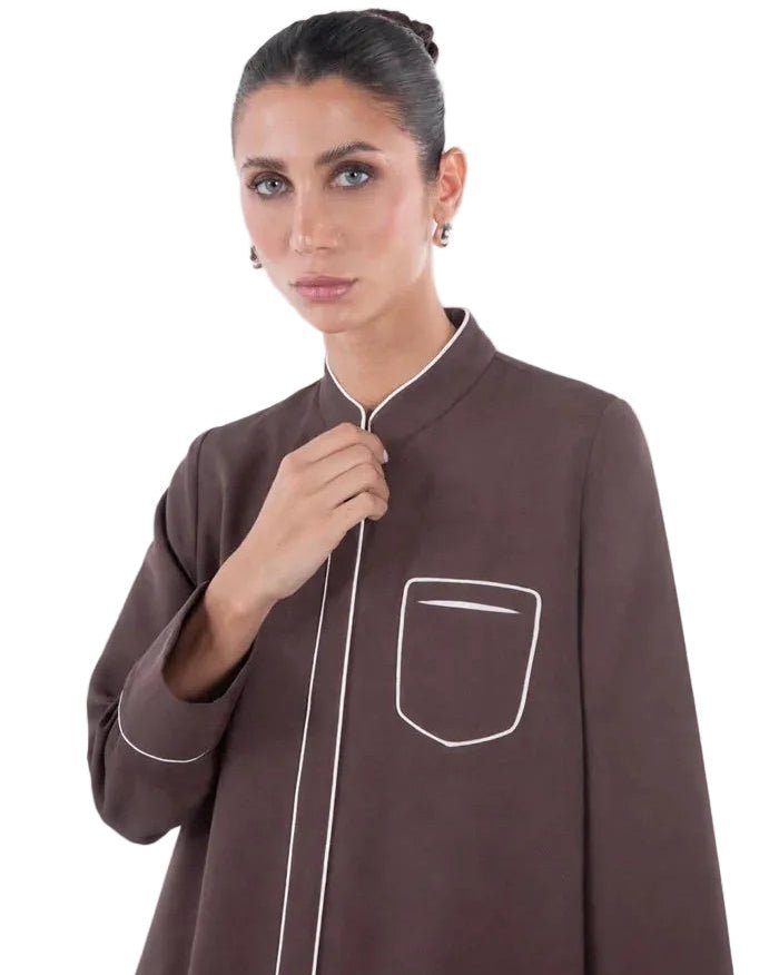 SM2652M-Saddle Brown Crepe Abaya - MOONLIGHT CONCEPT - MIRA Y MANO