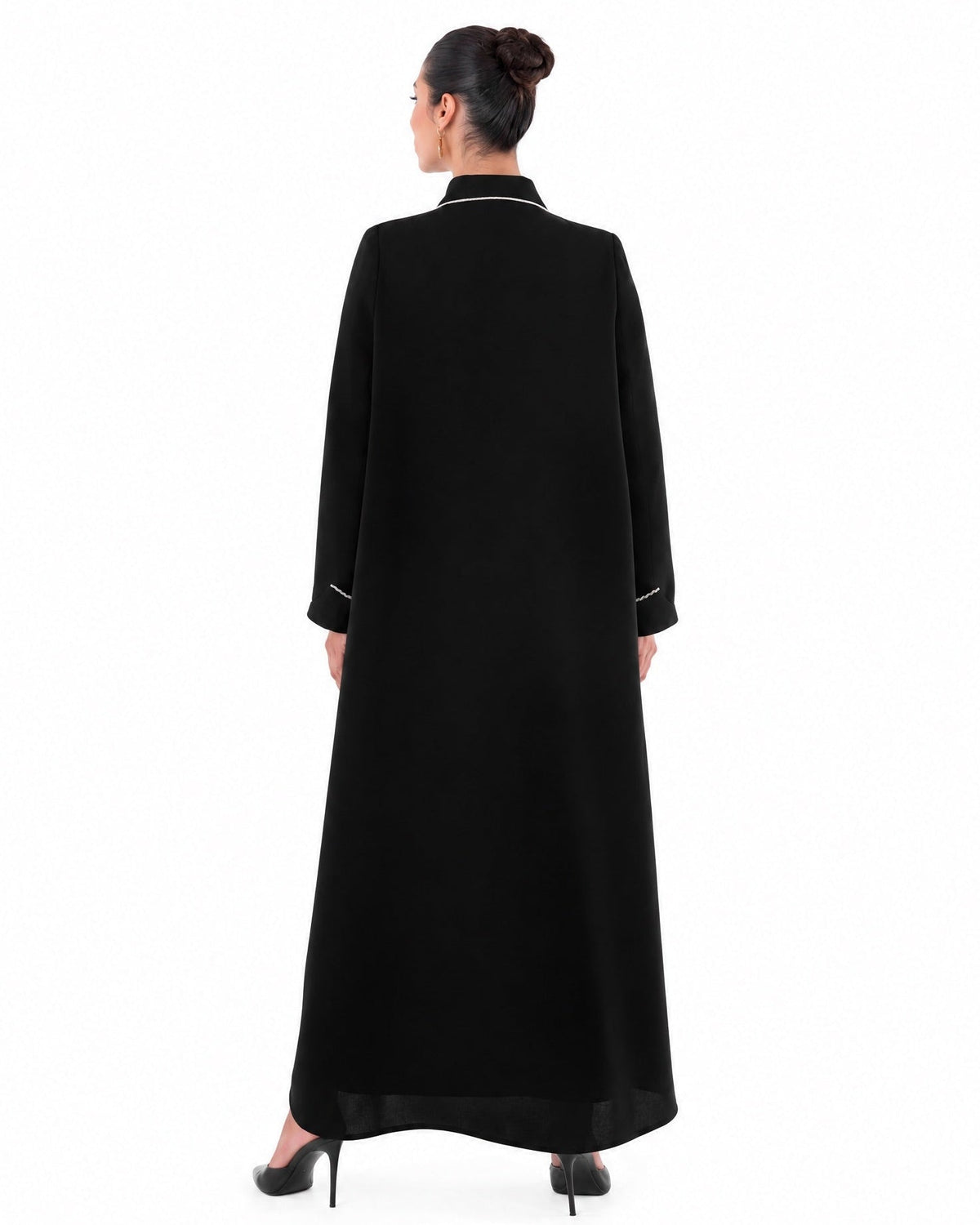 SM2653-Black Crepe Abaya - MOONLIGHT CONCEPT - MIRA Y MANO