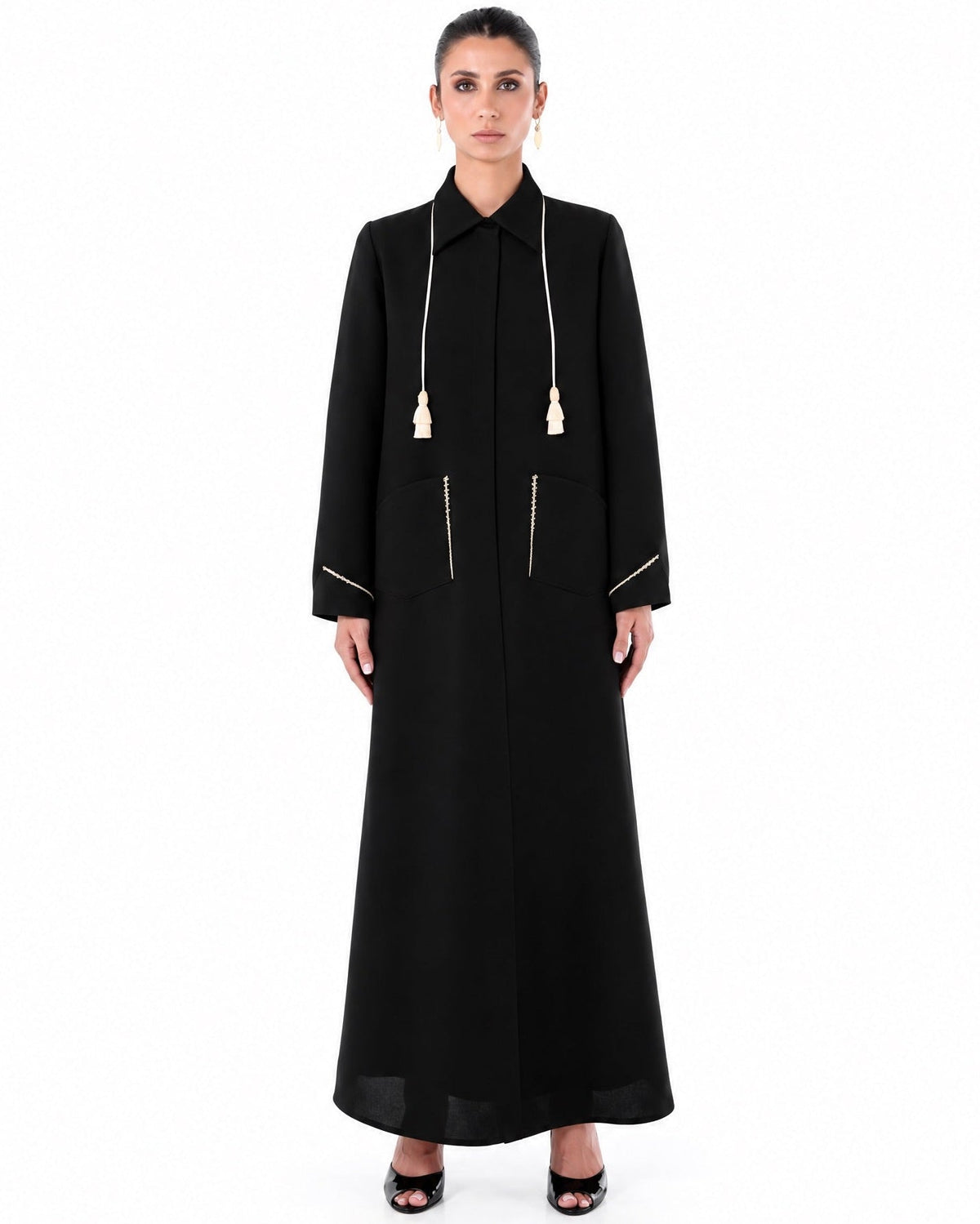 SM2653-Black Crepe Abaya - MOONLIGHT CONCEPT - MIRA Y MANO