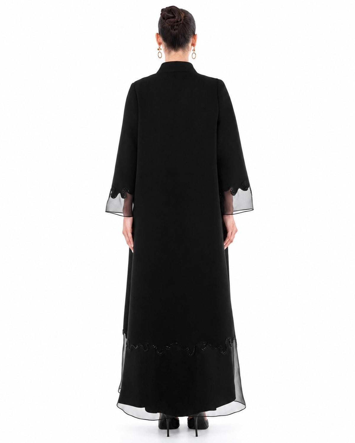 SM2656-Black Crepe Abaya - MOONLIGHT CONCEPT - MIRA Y MANO