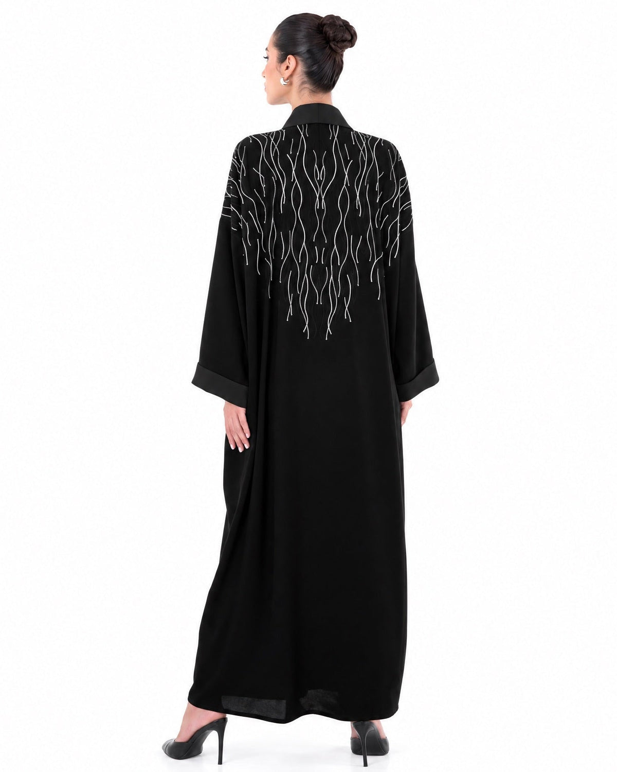 SM2658-Black Crepe Abaya - MOONLIGHT CONCEPT - MIRA Y MANO