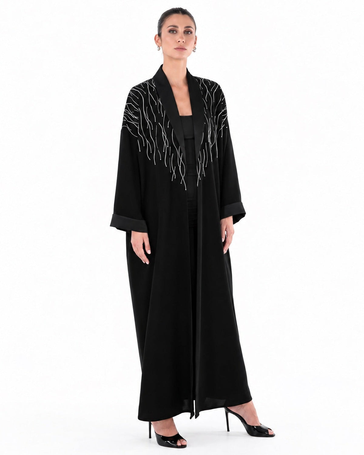 SM2658-Black Crepe Abaya - MOONLIGHT CONCEPT - MIRA Y MANO
