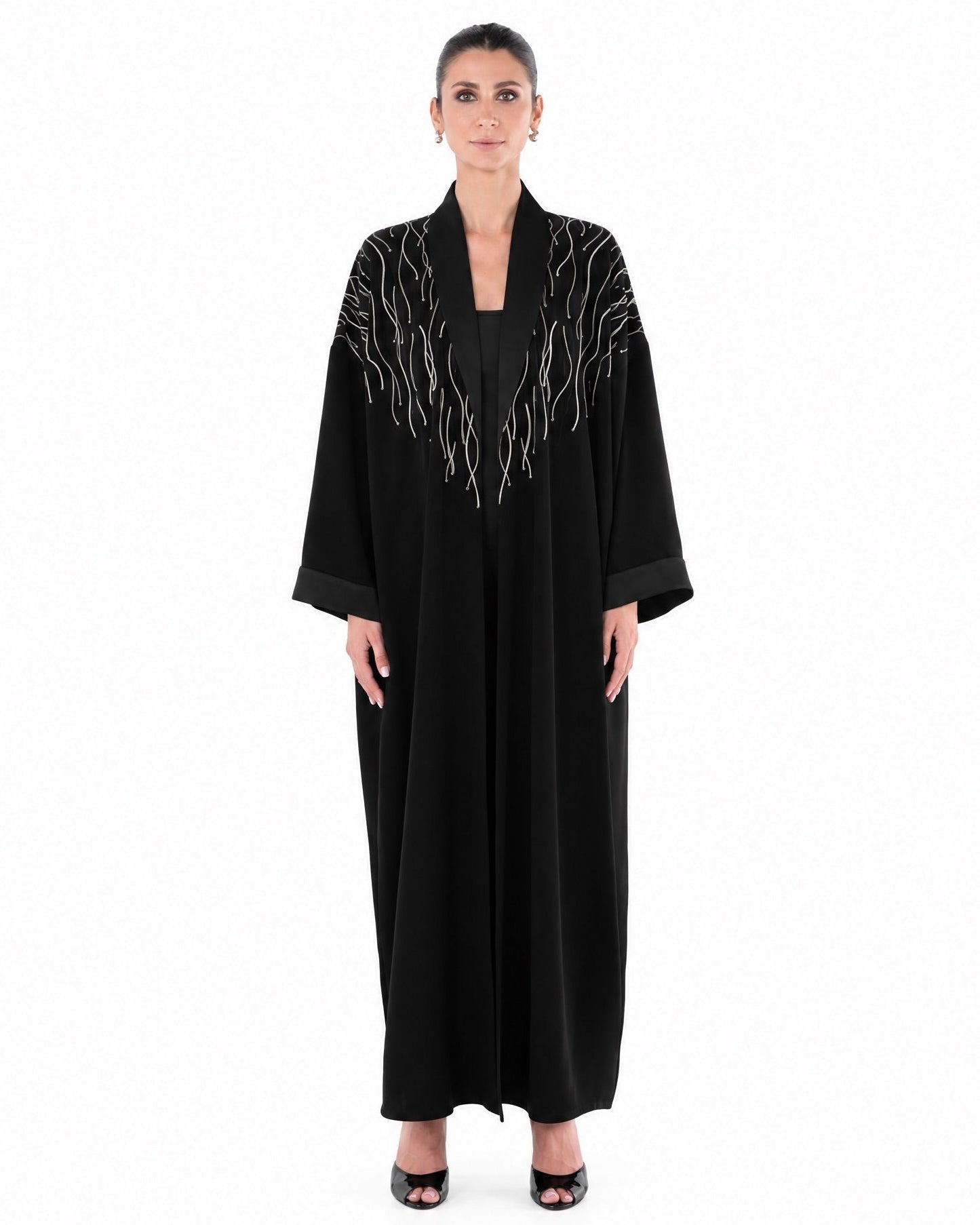 SM2658-Black Crepe Abaya - MOONLIGHT CONCEPT - MIRA Y MANO