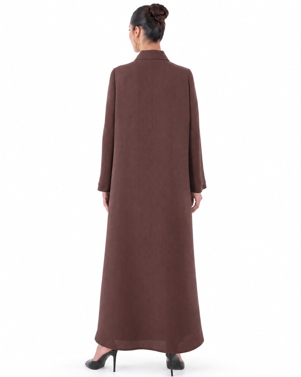 SM2659-BRN-Saddle Brown Crepe Abaya - MOONLIGHT CONCEPT - MIRA Y MANO